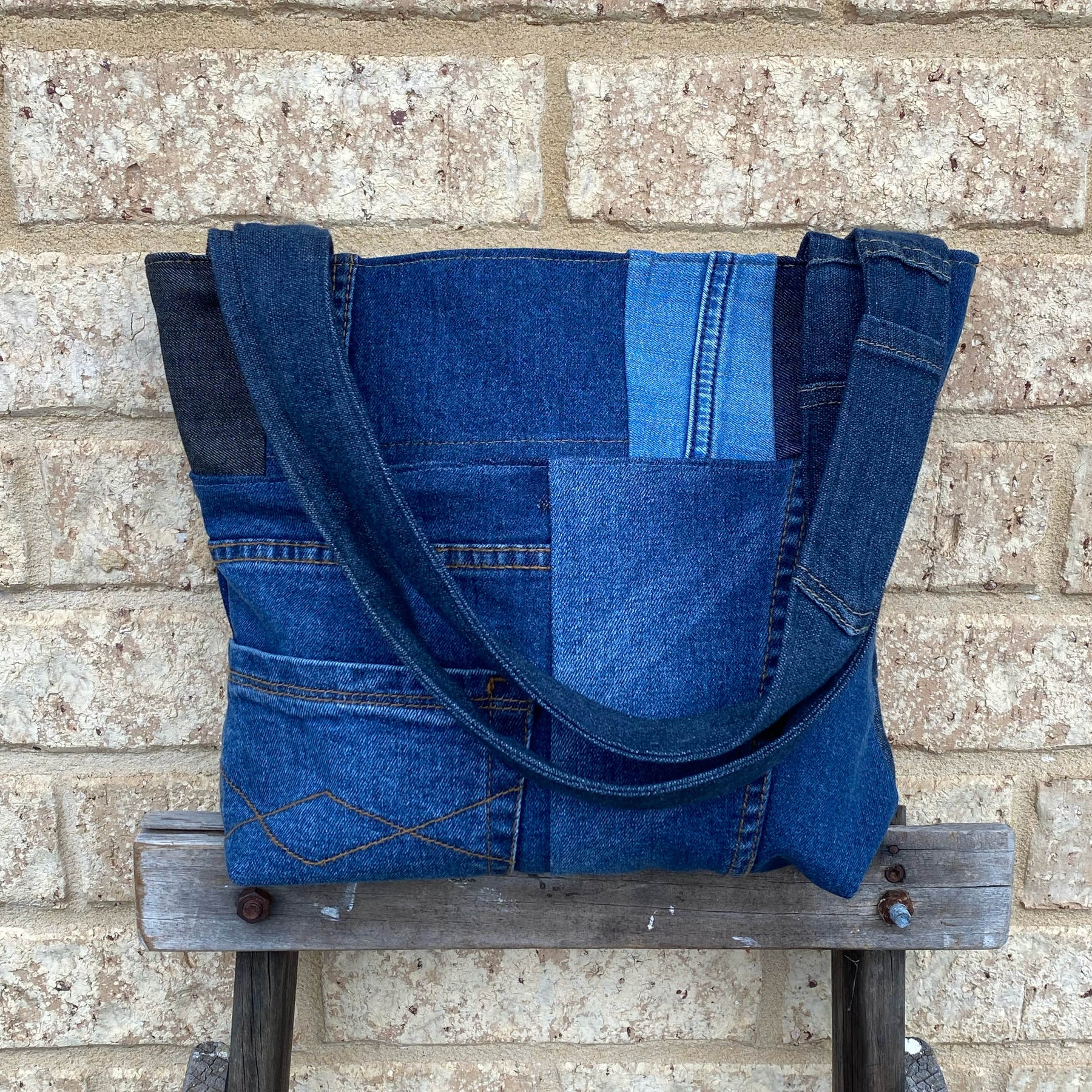 Sunray Denim Handmade Shoulder Bag Upcycled Vintage Fabrics & Denim
