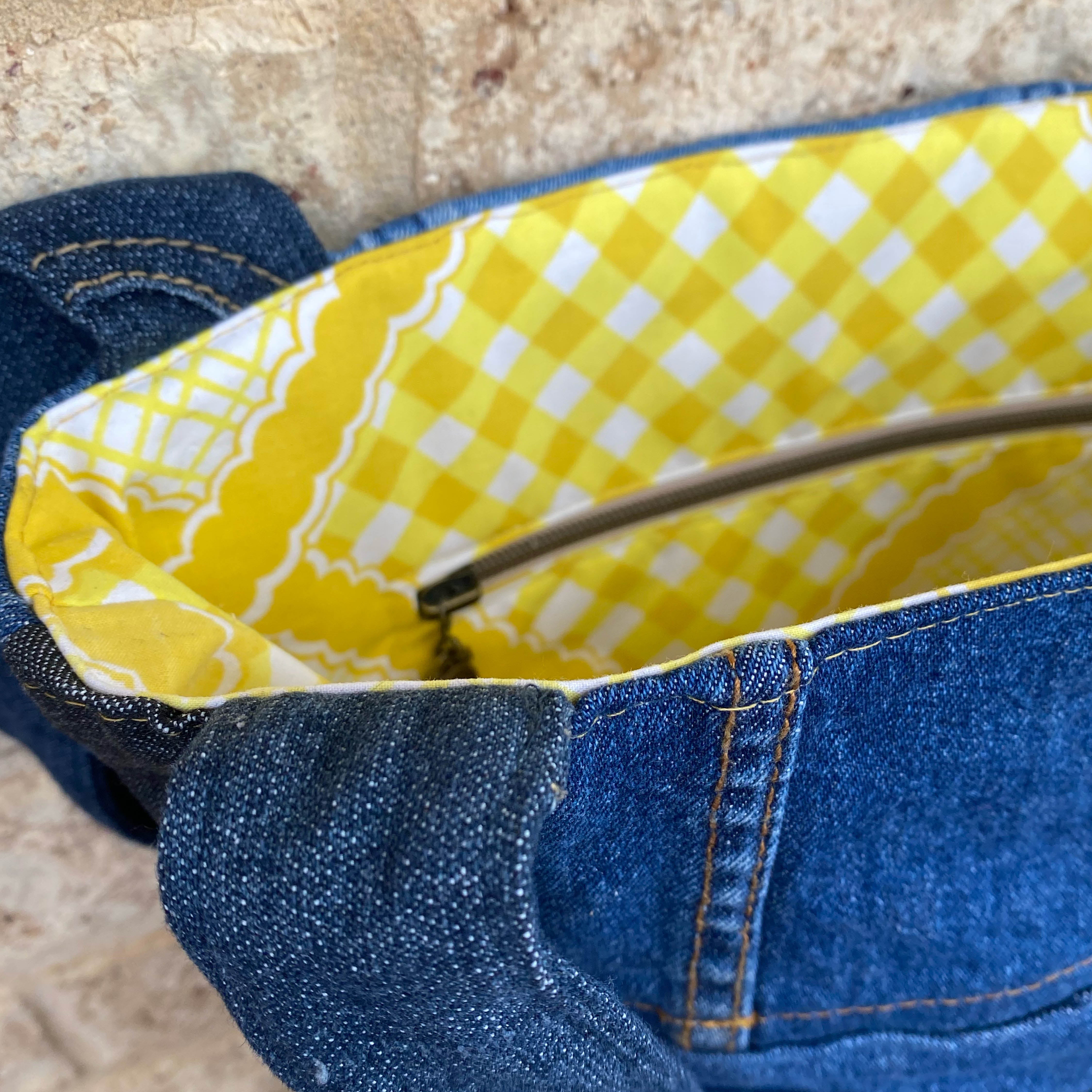 Sunray Denim Handmade Shoulder Bag Upcycled Vintage Fabrics & Denim