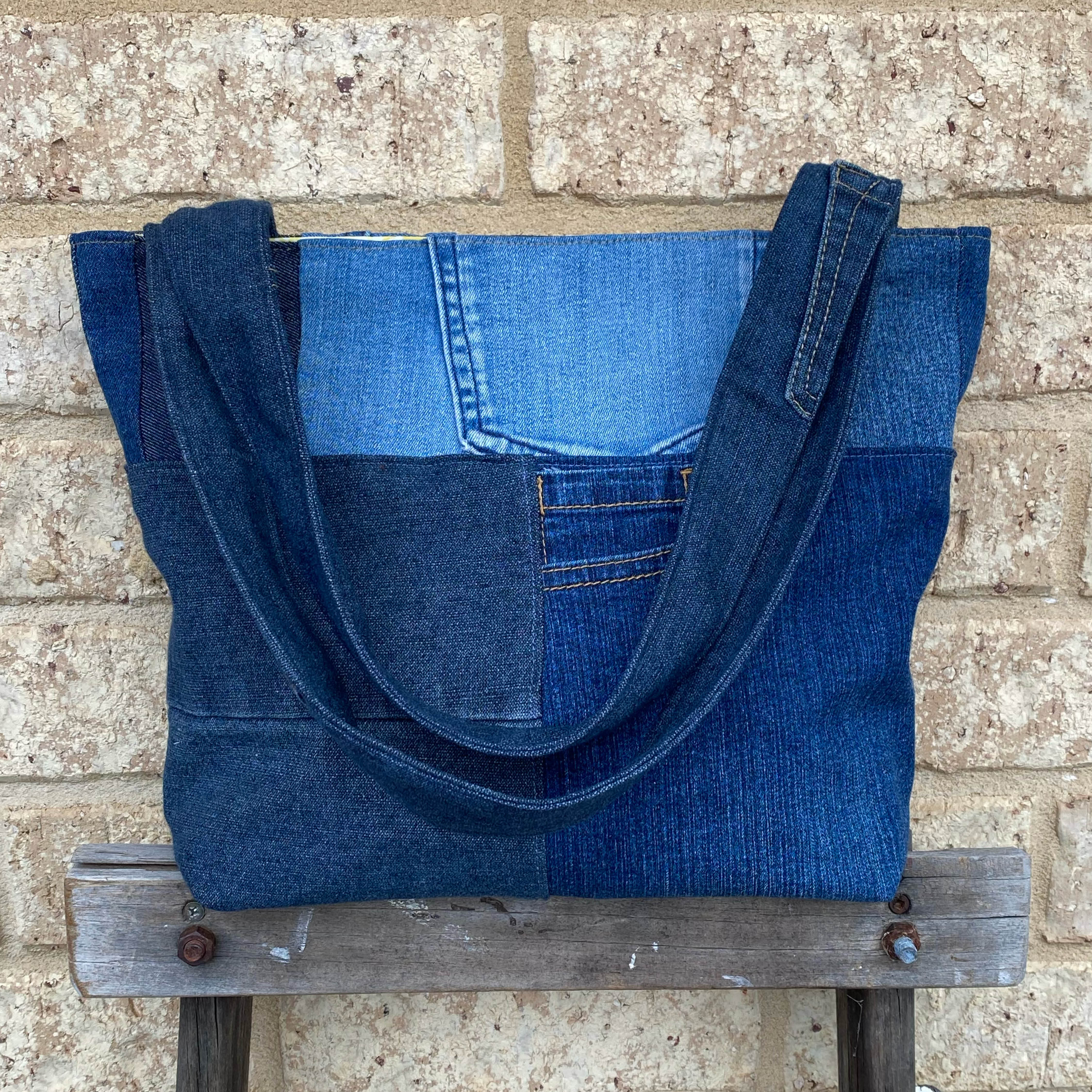 Sunray Denim Handmade Shoulder Bag Upcycled Vintage Fabrics & Denim