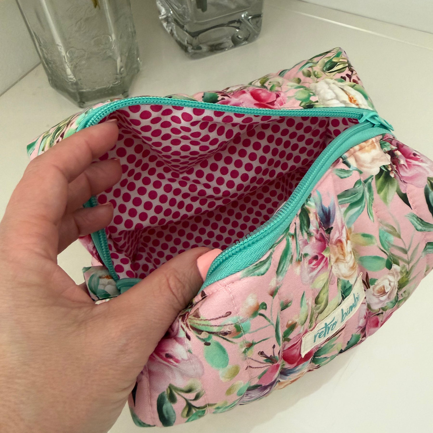 Floral Boxy Zipper Pouch - Pink Floral