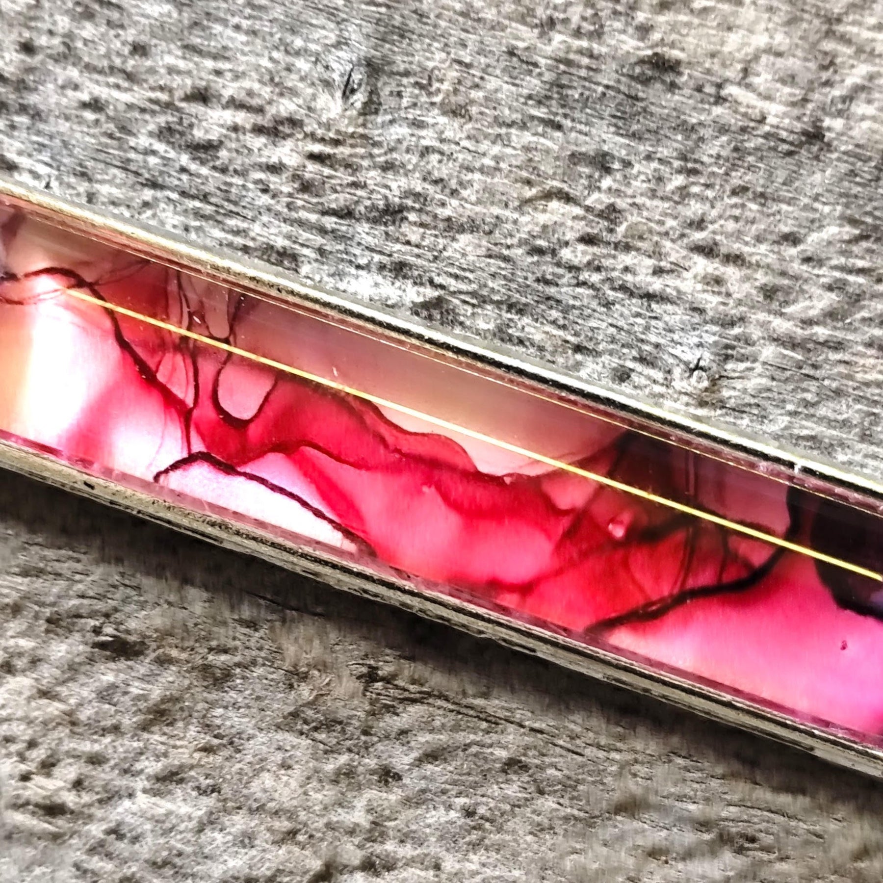 Red Alcohol Ink Pendant Necklace, Wearable Original Painting