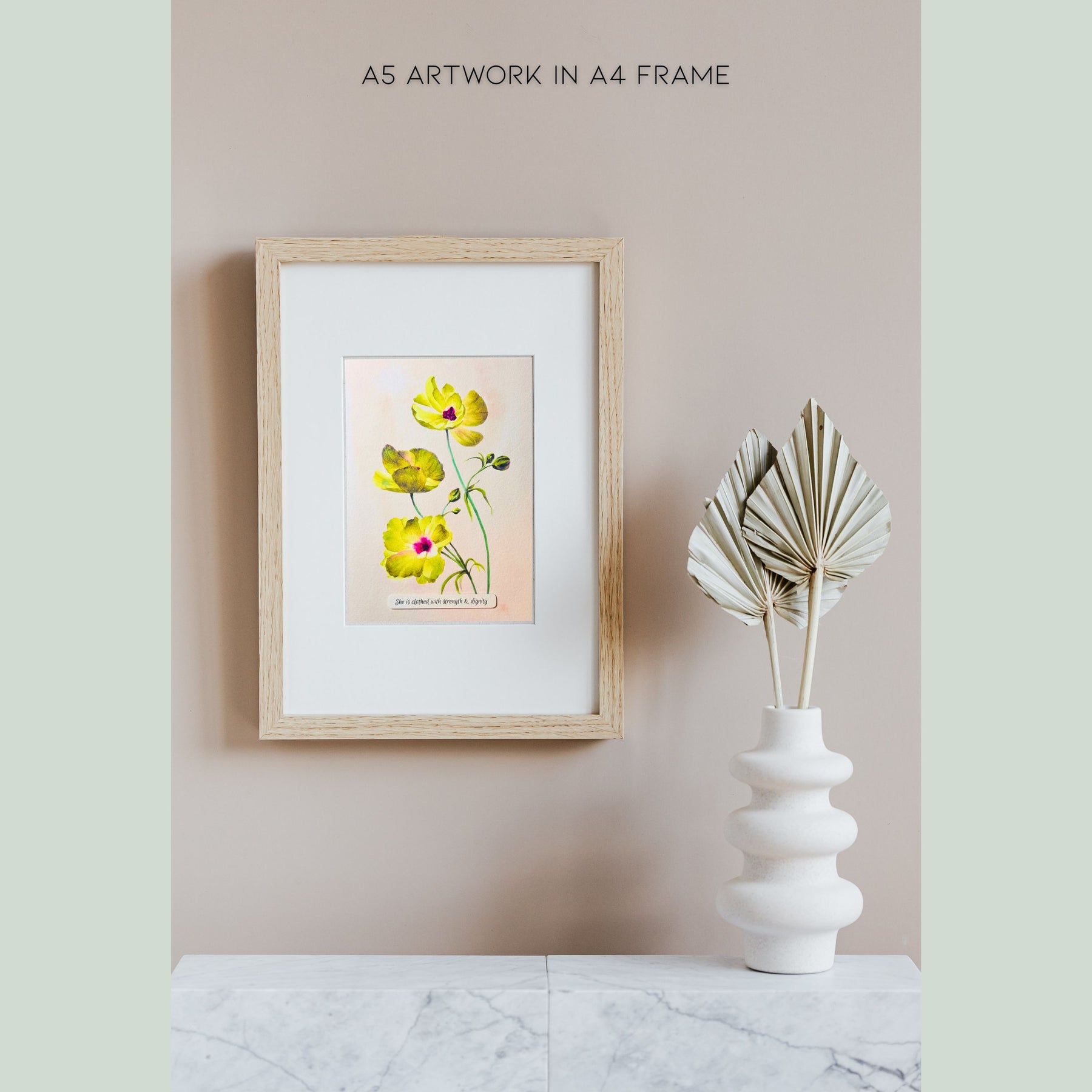 "Hearts on Fire" | Archival Botanical Wall Art With Sentiment | Original Floral Watercolour Painting | A5 A4 Print