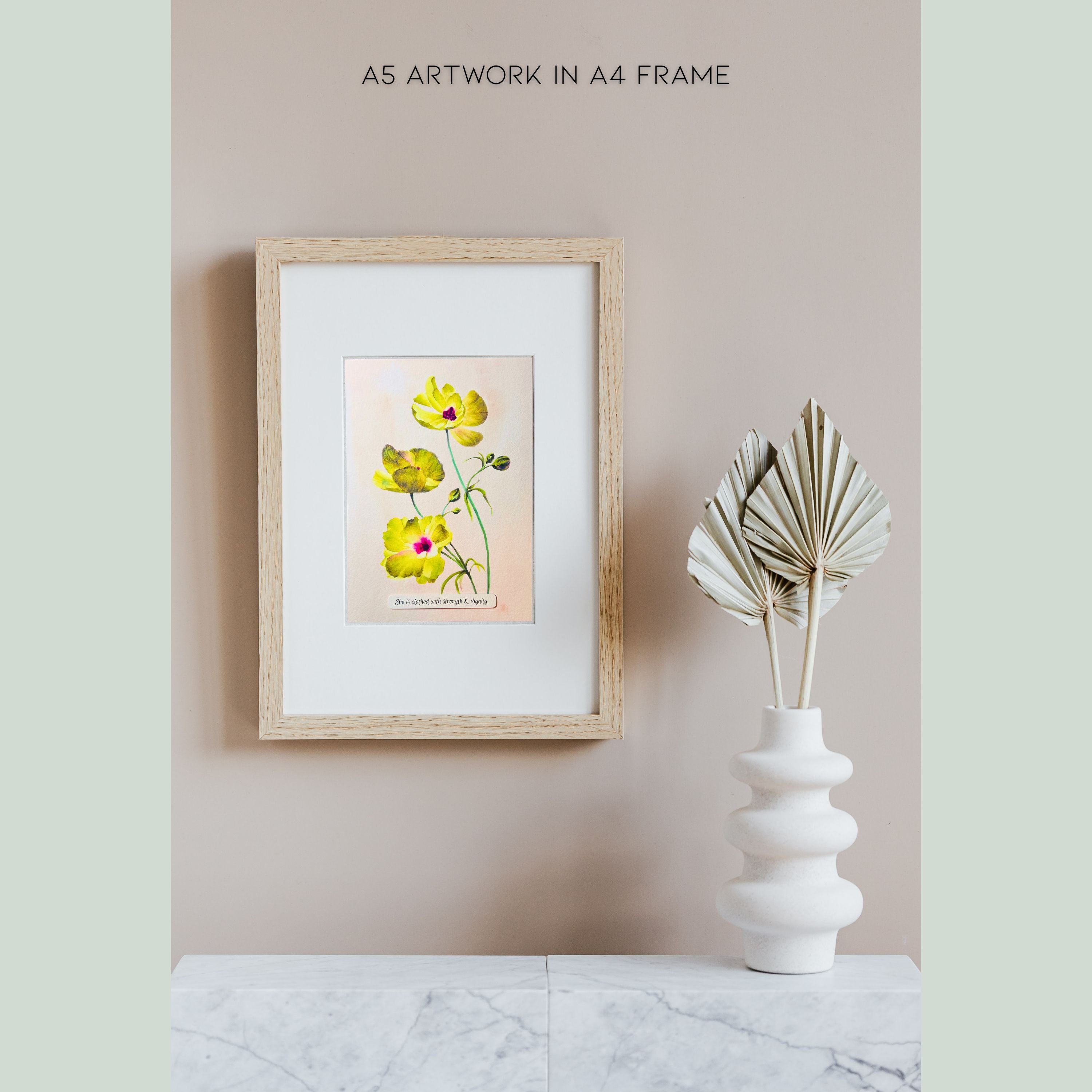 "Hearts on Fire" | Archival Botanical Wall Art With Sentiment | Original Floral Watercolour Painting | A5 A4 Print
