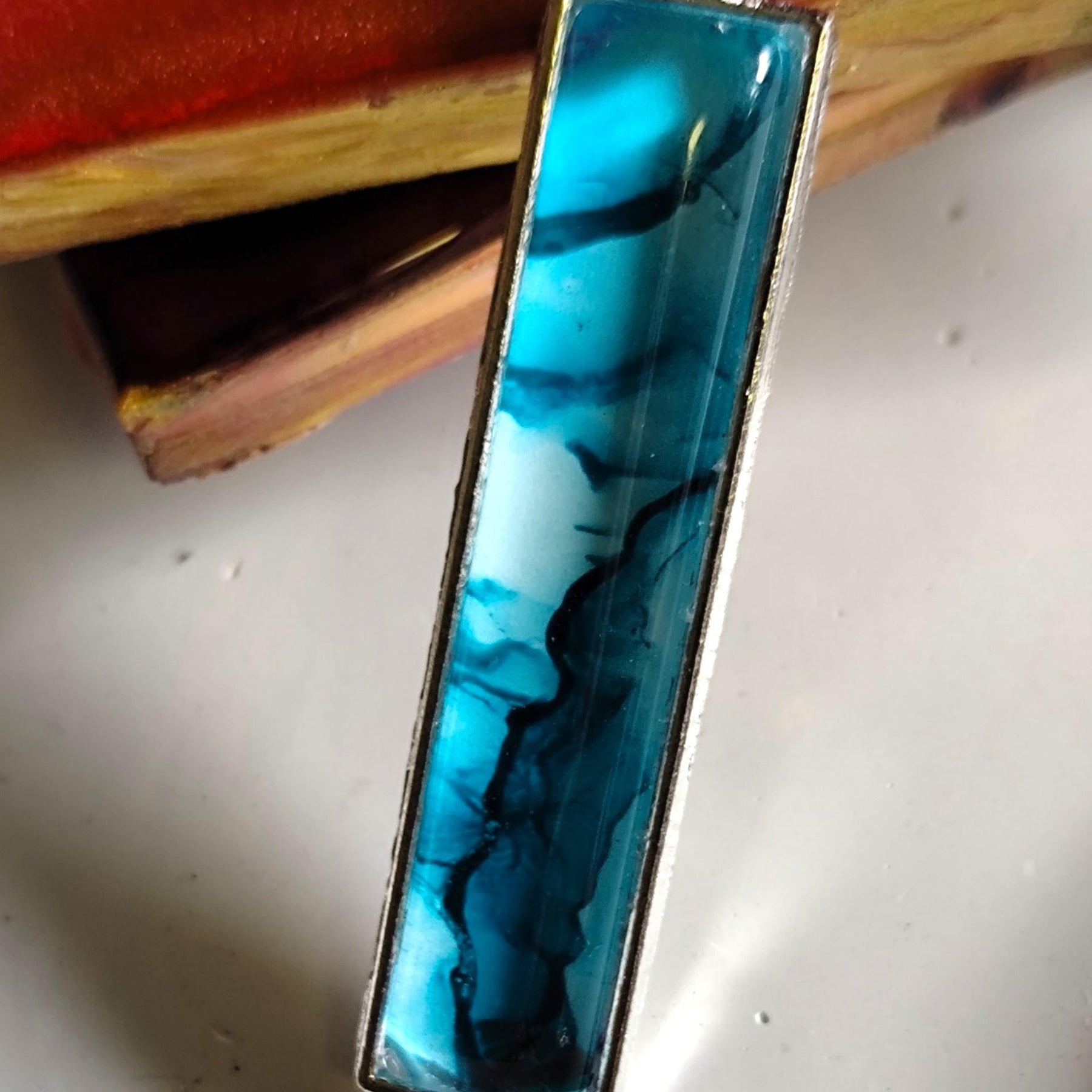 Teal Alcohol Ink Pendant Necklace – Wearable Art