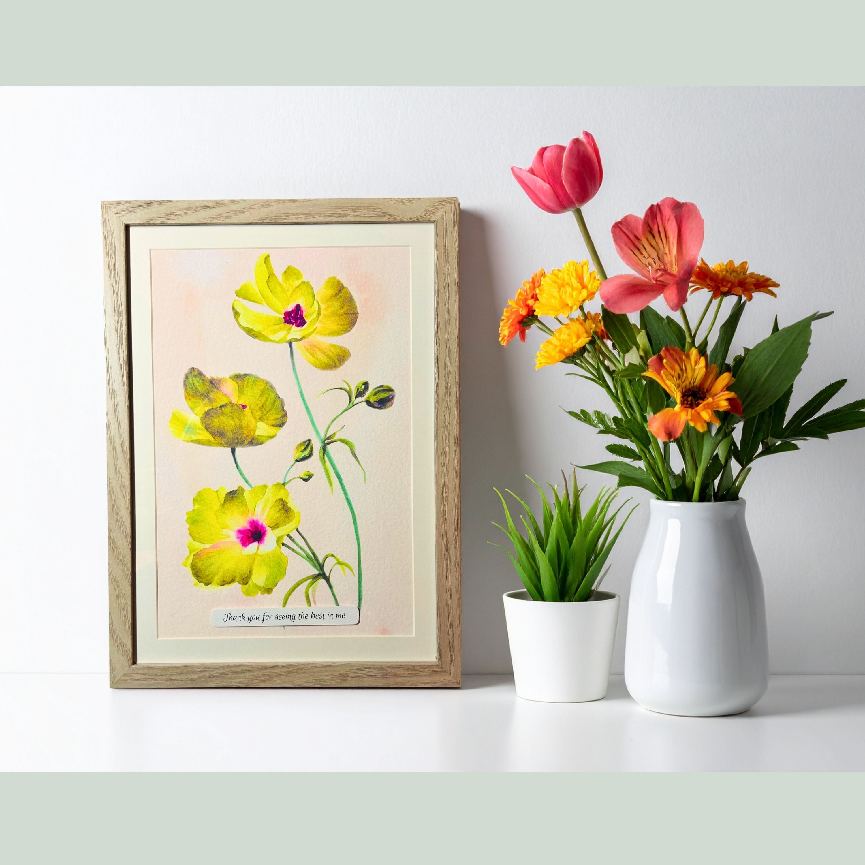 "Hearts on Fire" | Archival Botanical Wall Art With Sentiment | Original Floral Watercolour Painting | A5 A4 Print