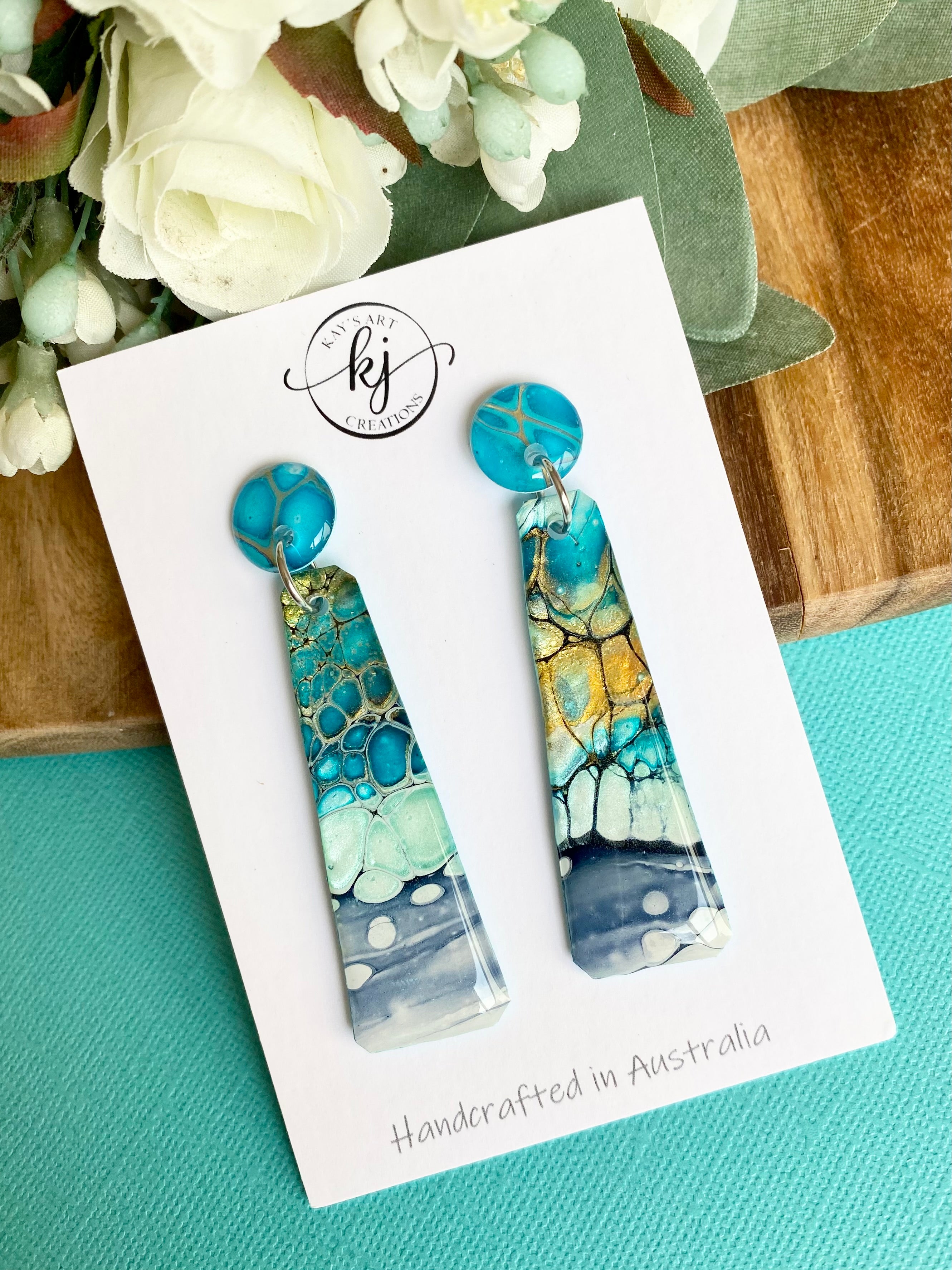 Turquoise Gold Dangle Earrings