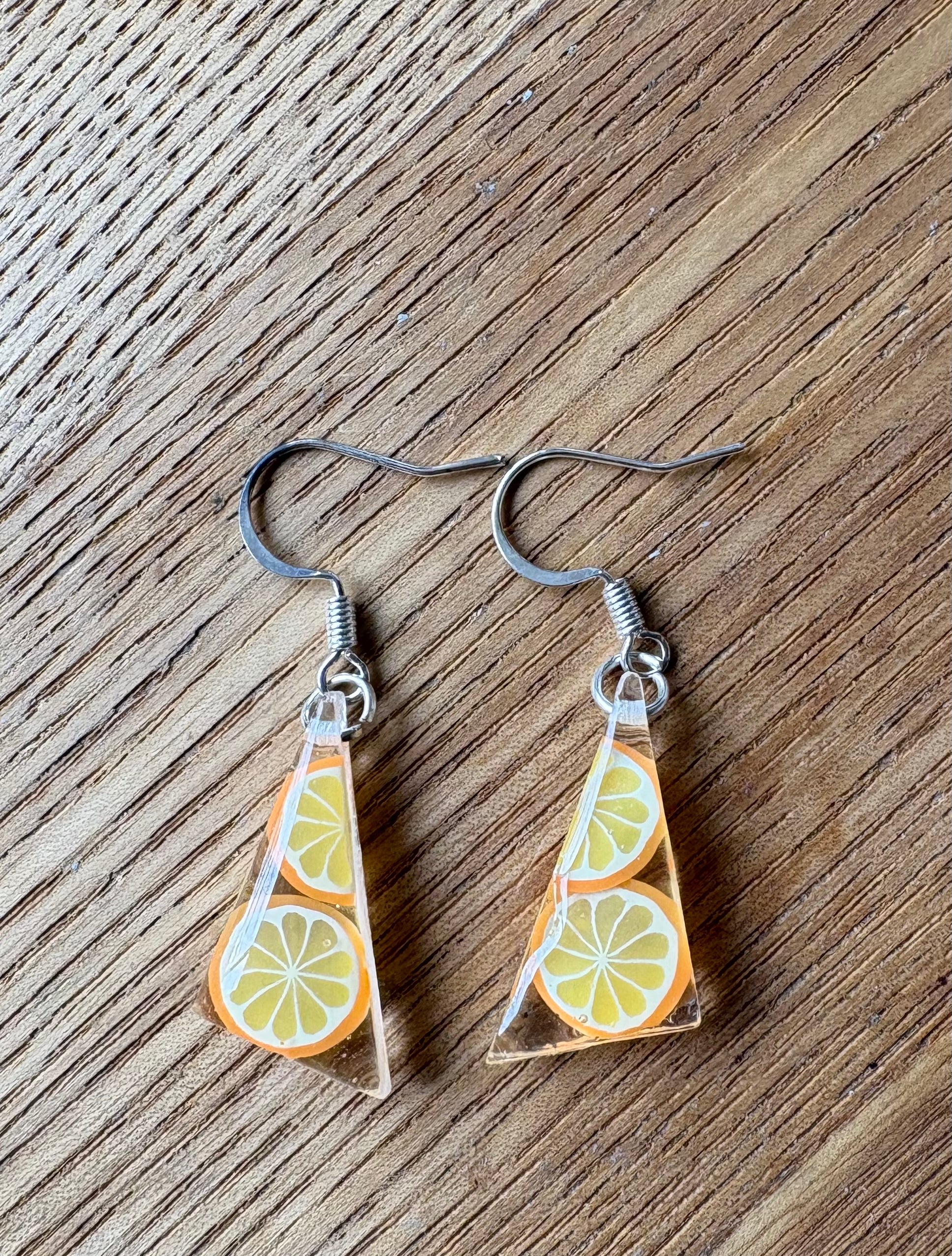 Light orange resin earrings