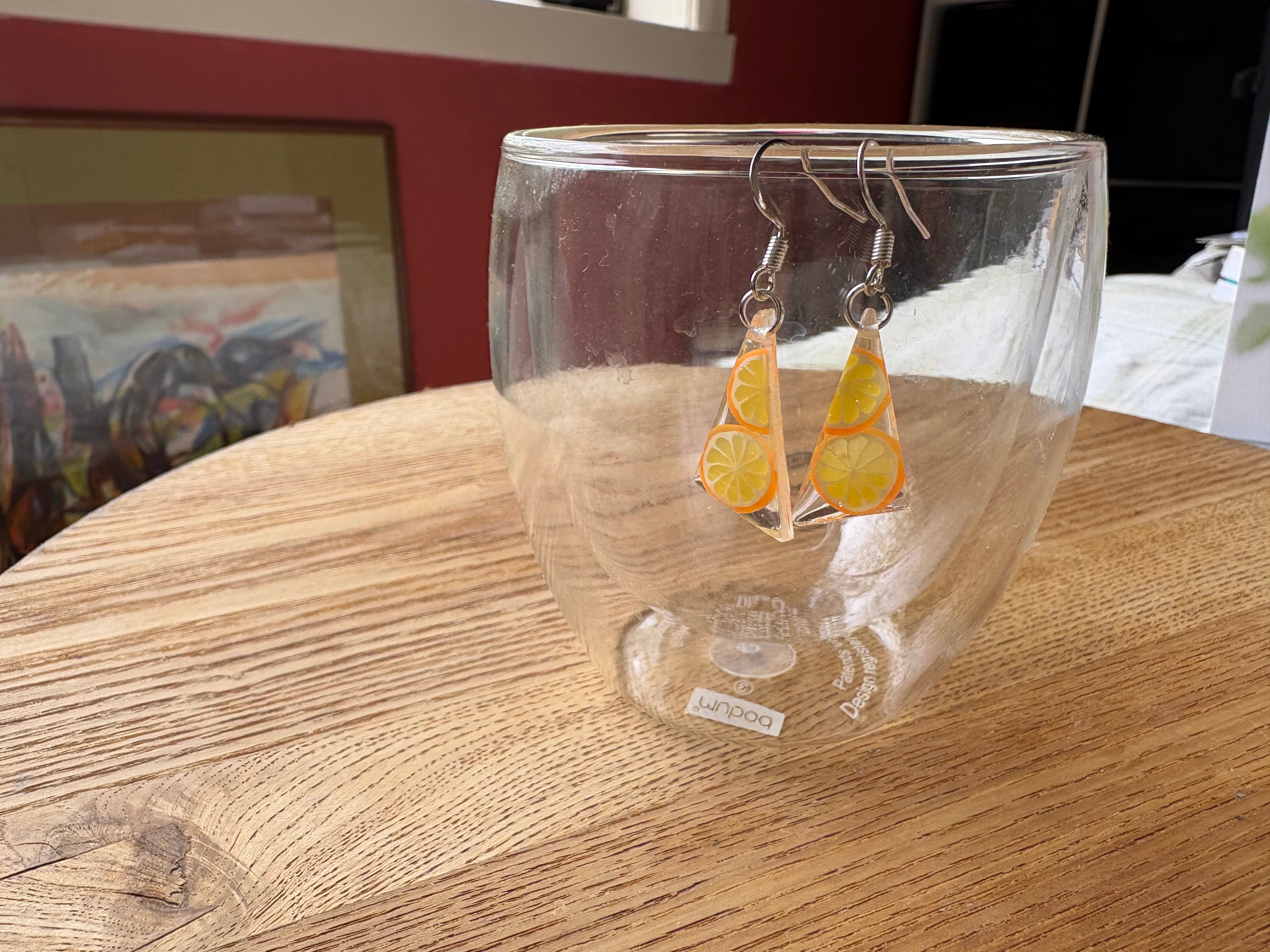 Light orange resin earrings