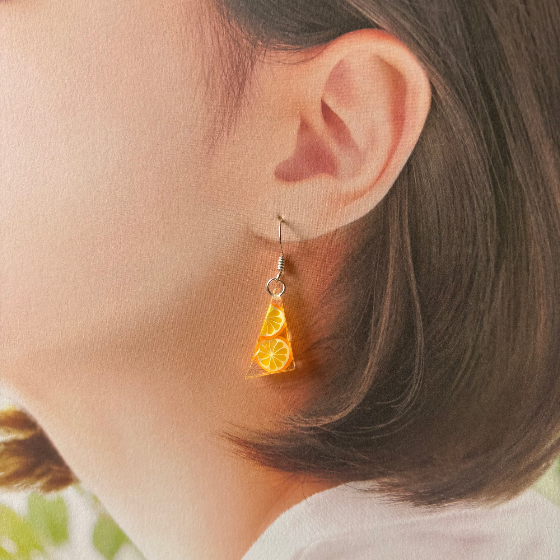 Light orange resin earrings