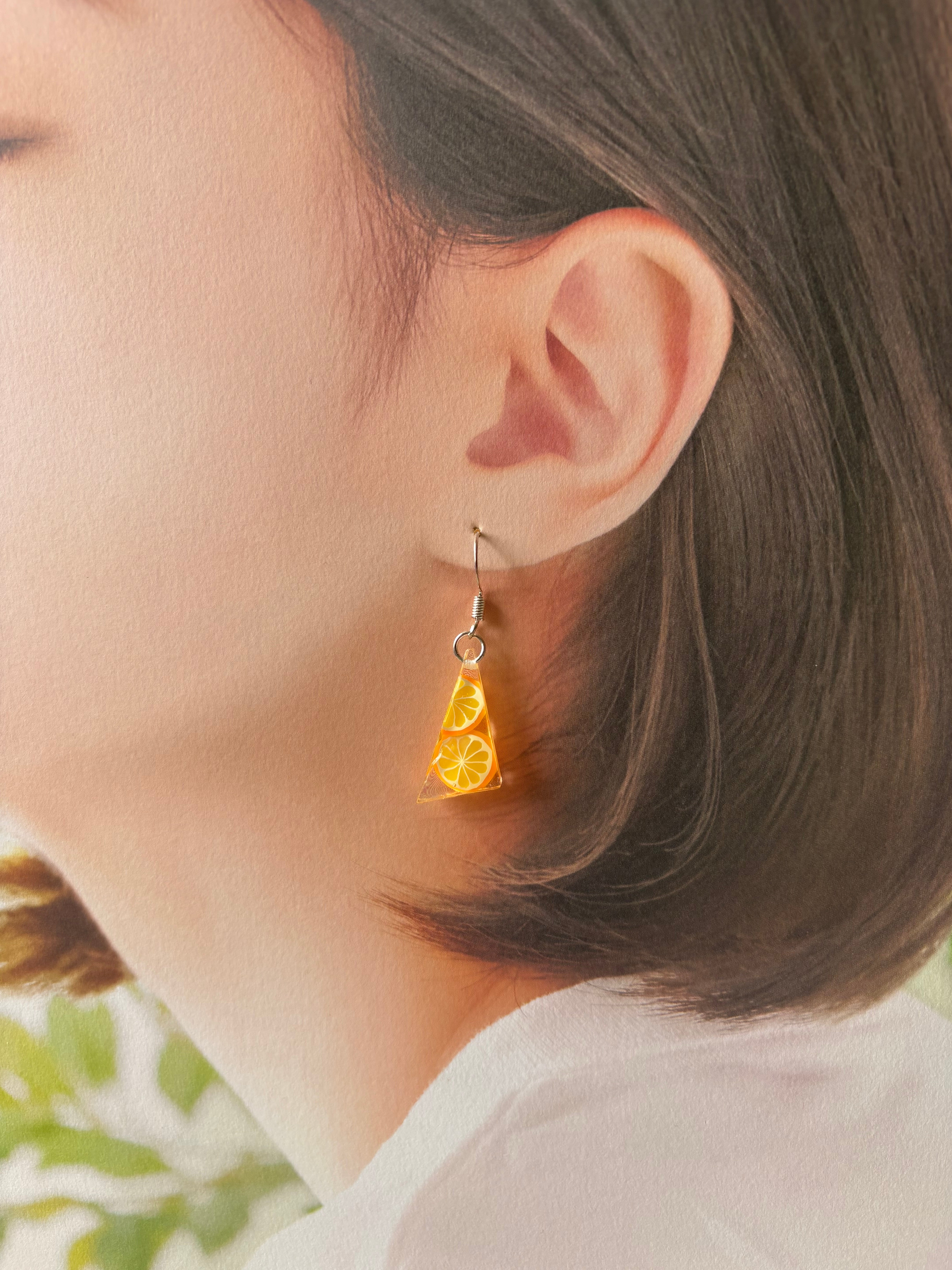 Light orange resin earrings