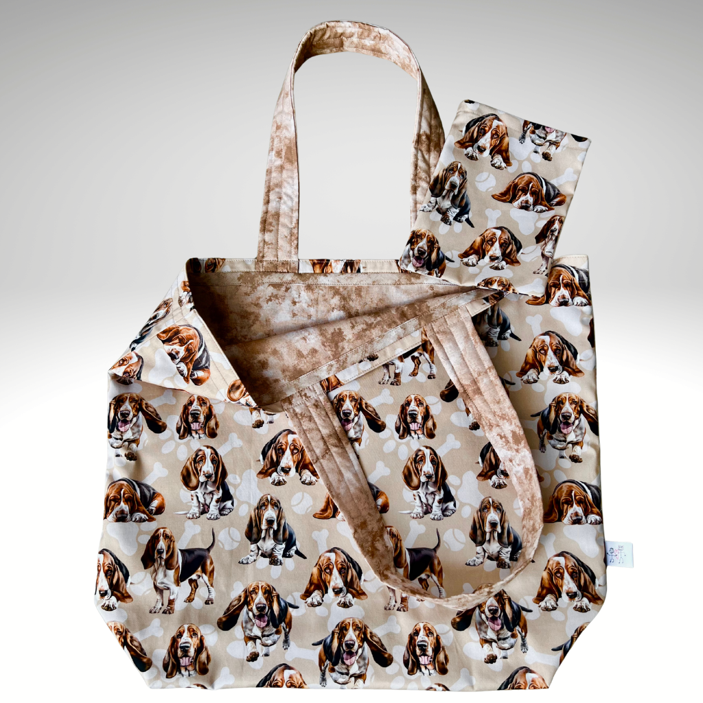 Grocery Tote ... Bassett Hound ... Lined with storage pouch