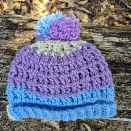 Purple Blue Cream Beanie