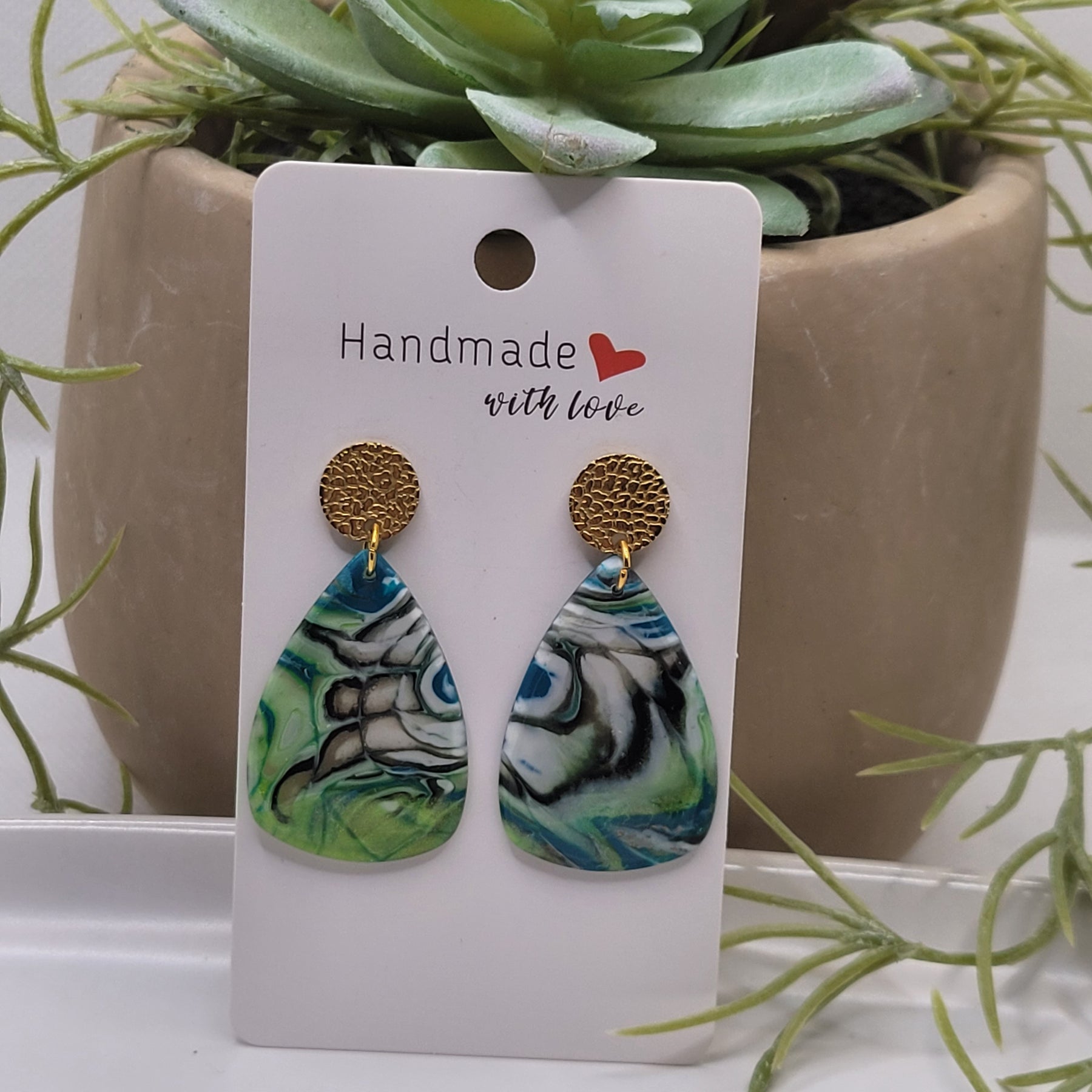 Malachite Dreams Polymer Clay Earrings