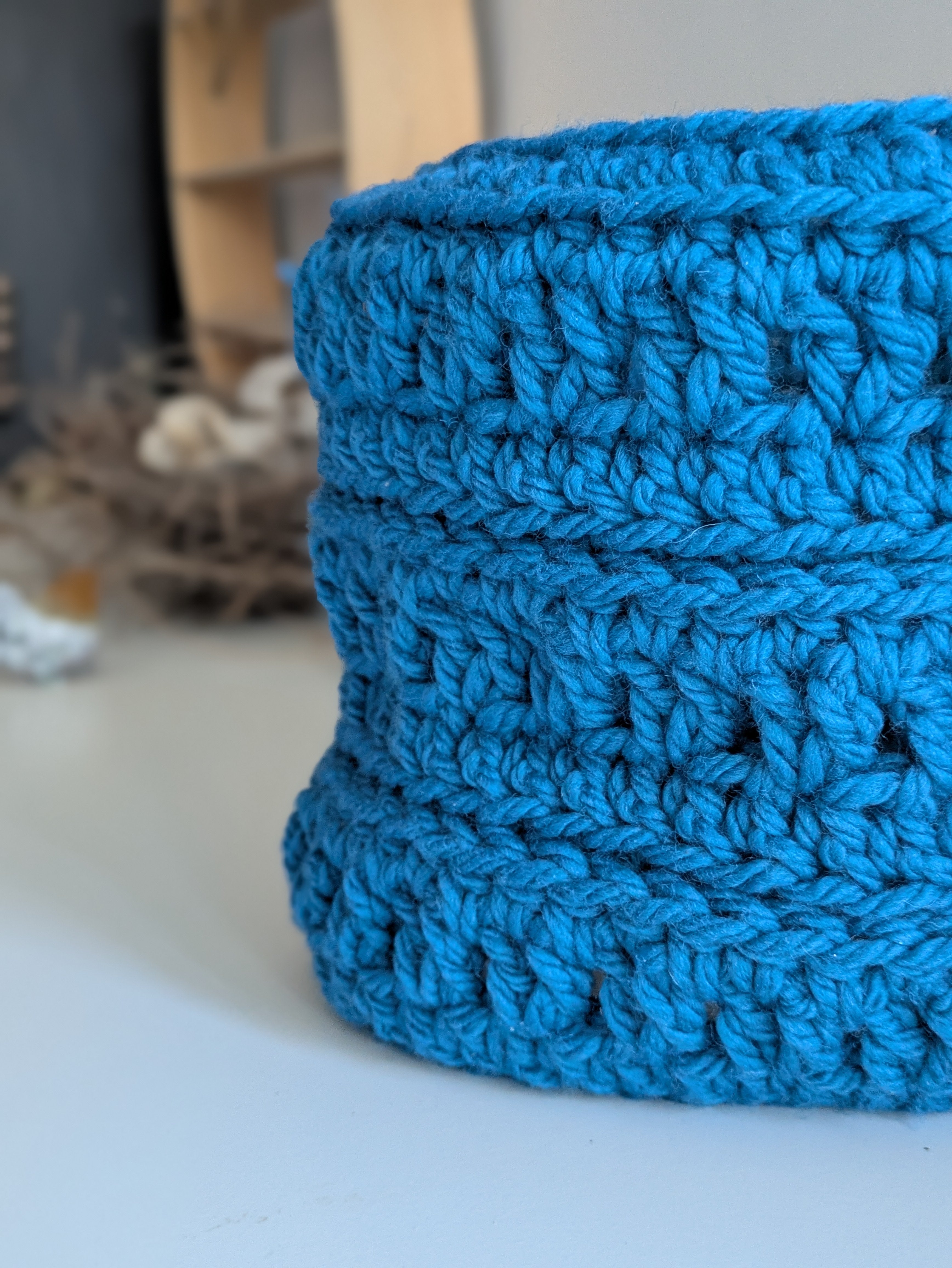 Handmade Crochet Cowl Neck Warmer Blue