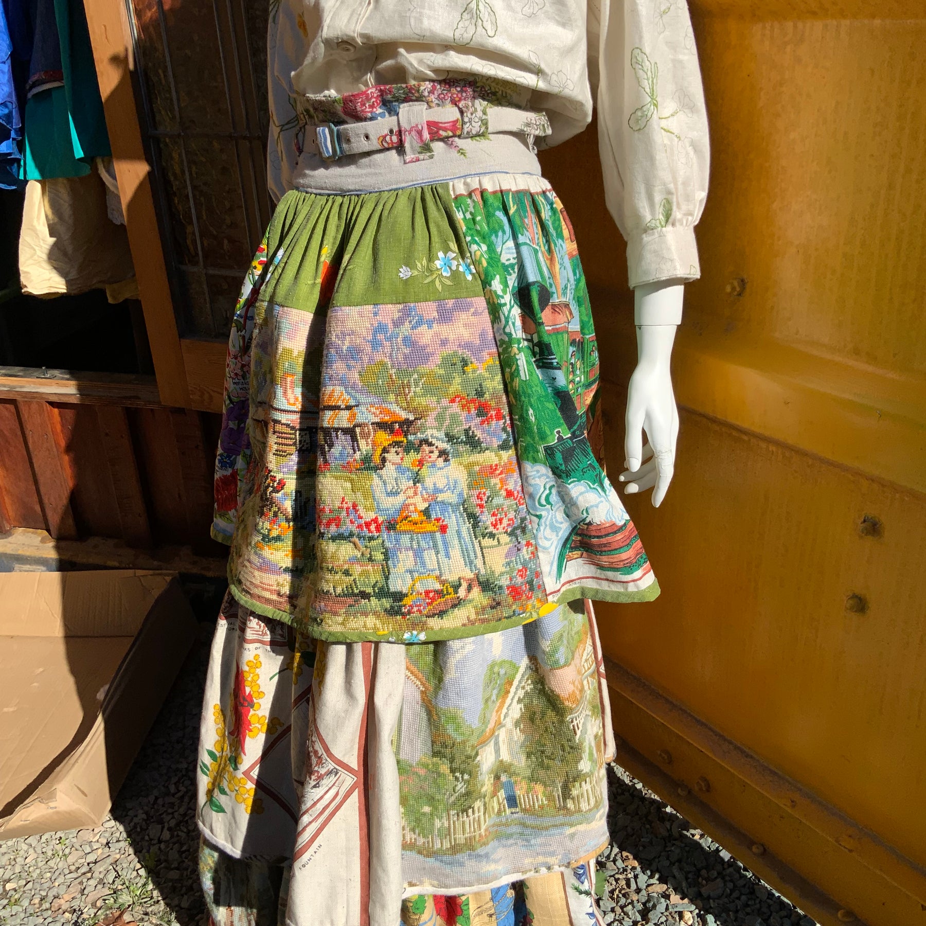Wool Tapestry and Linen Skirt "Guardians of the Land"