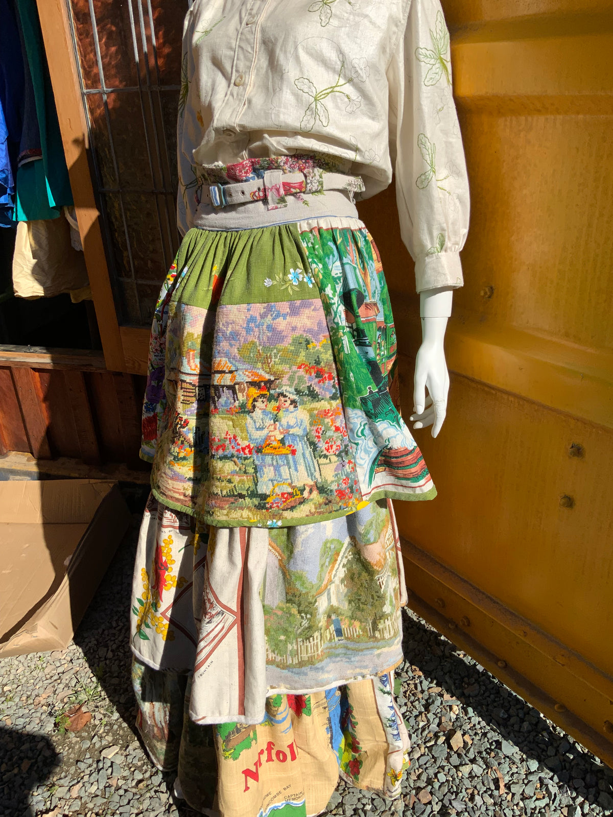 Wool Tapestry and Linen Skirt "Guardians of the Land"