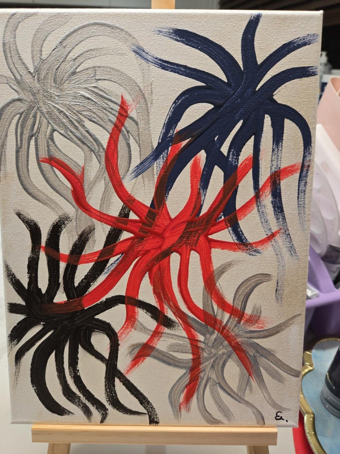 Crimson Current — Original Contemporary Abstract Artwork - 23cm x 30cm