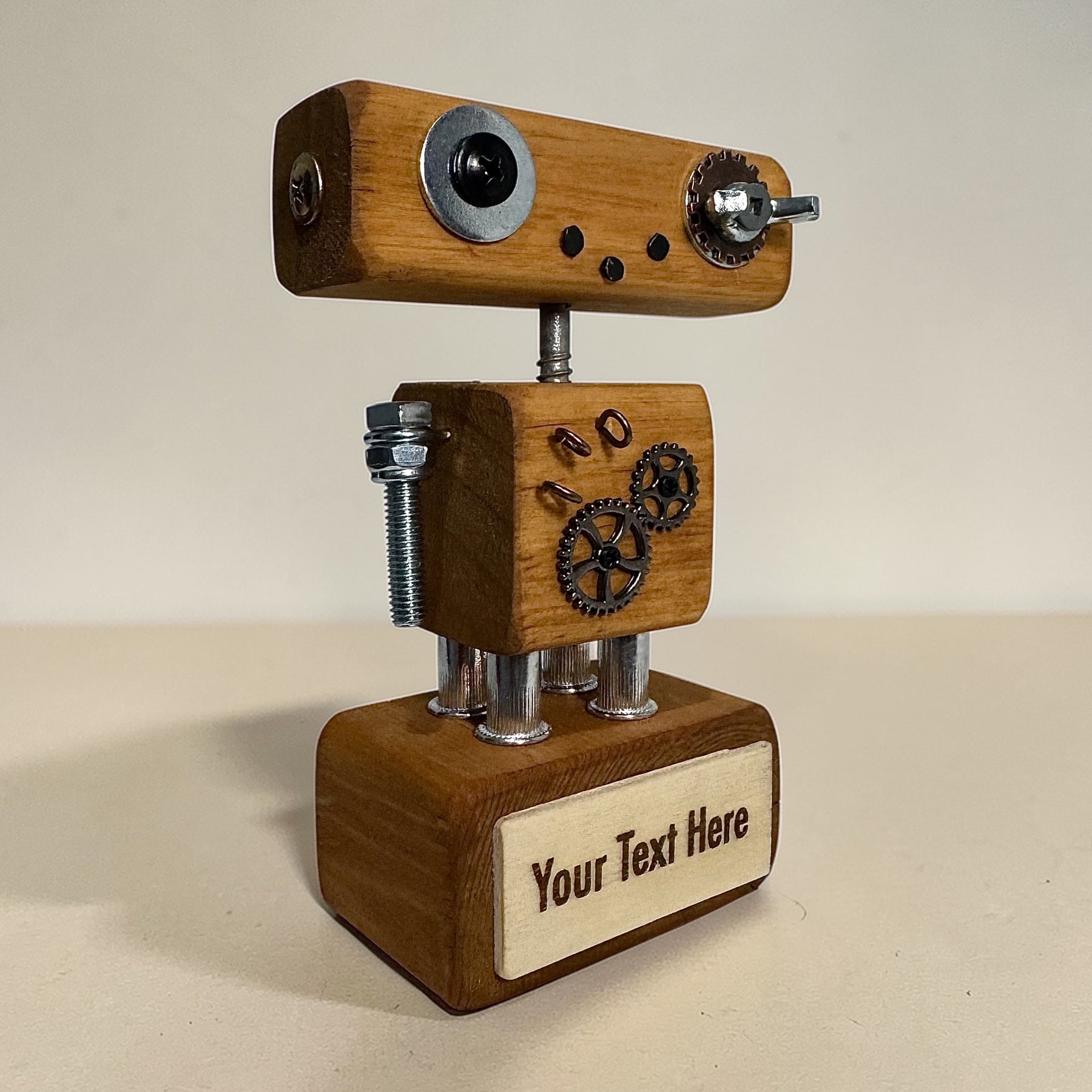 Rupertus - Wooden Steampunk Robot Trophy (Customisable)