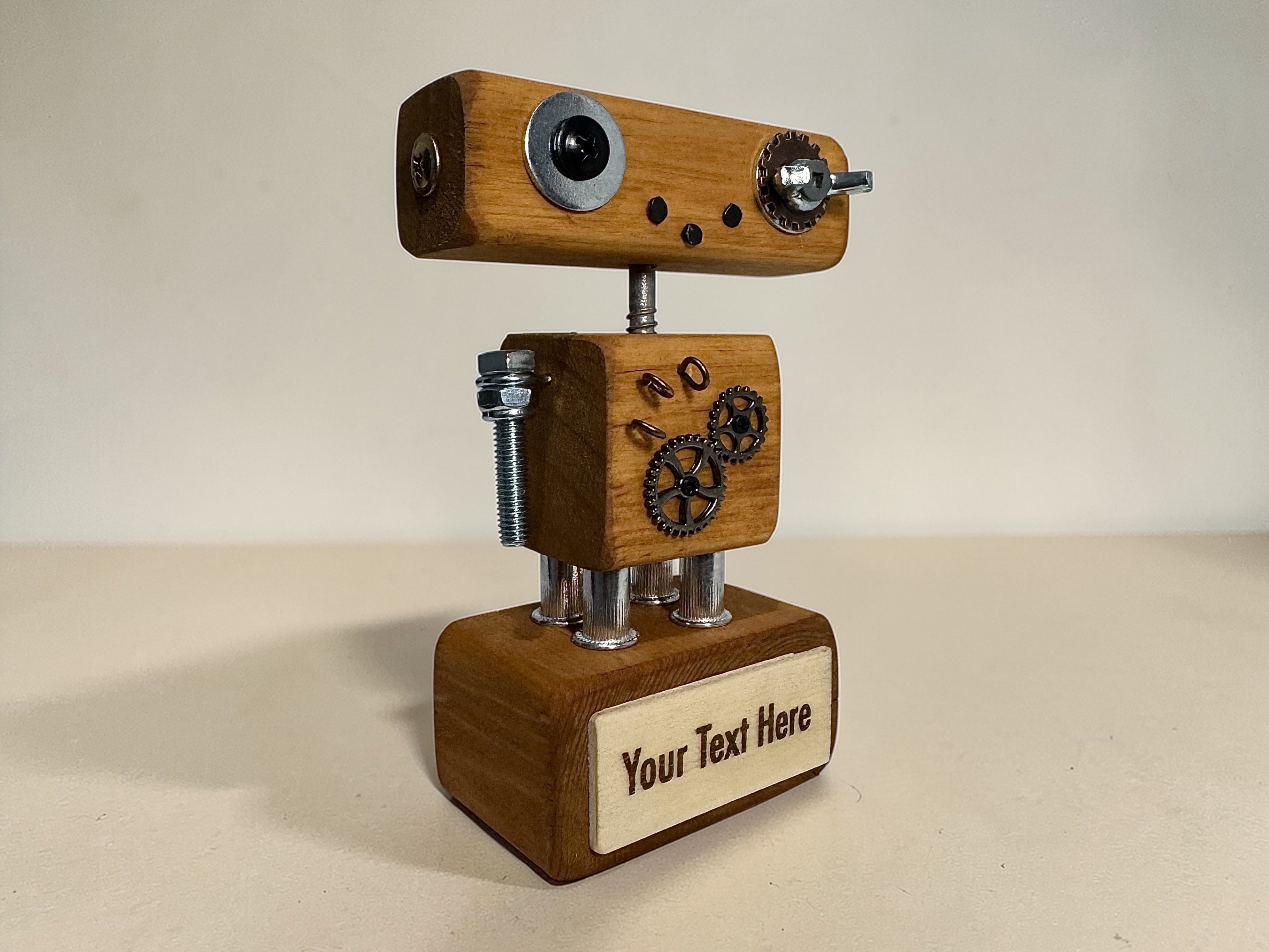 Rupertus - Wooden Steampunk Robot Trophy (Customisable)