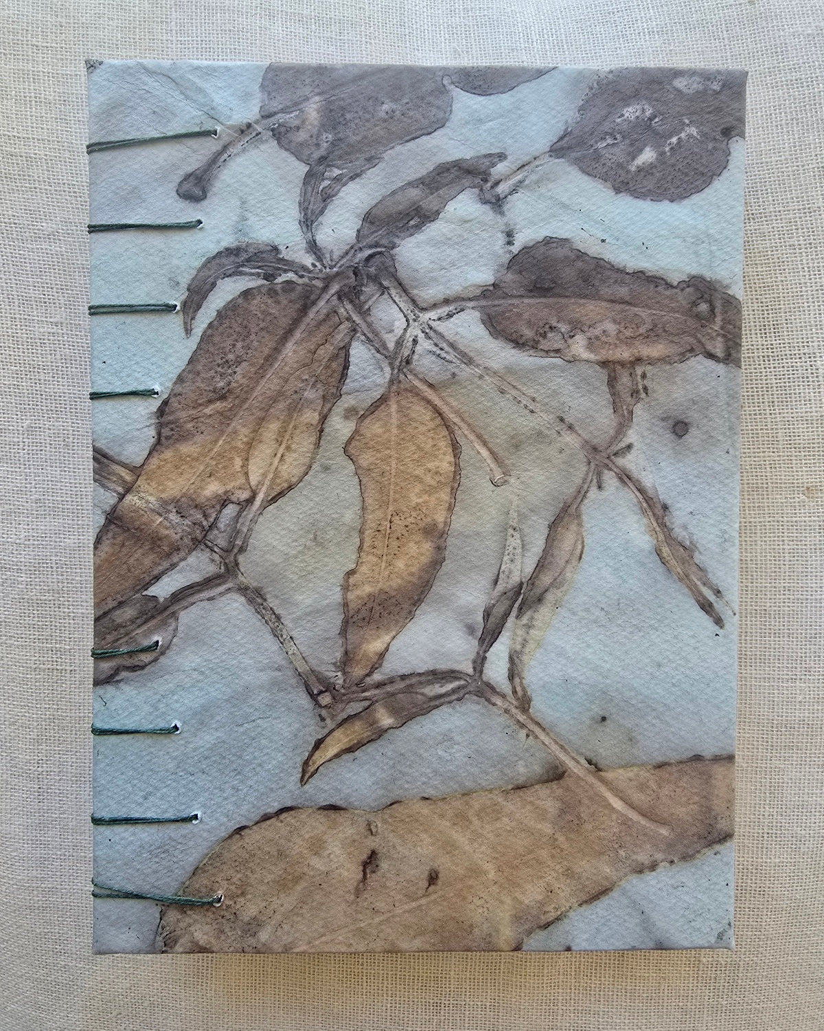 Hand Made Journal with Original Art Eco Print  Covers