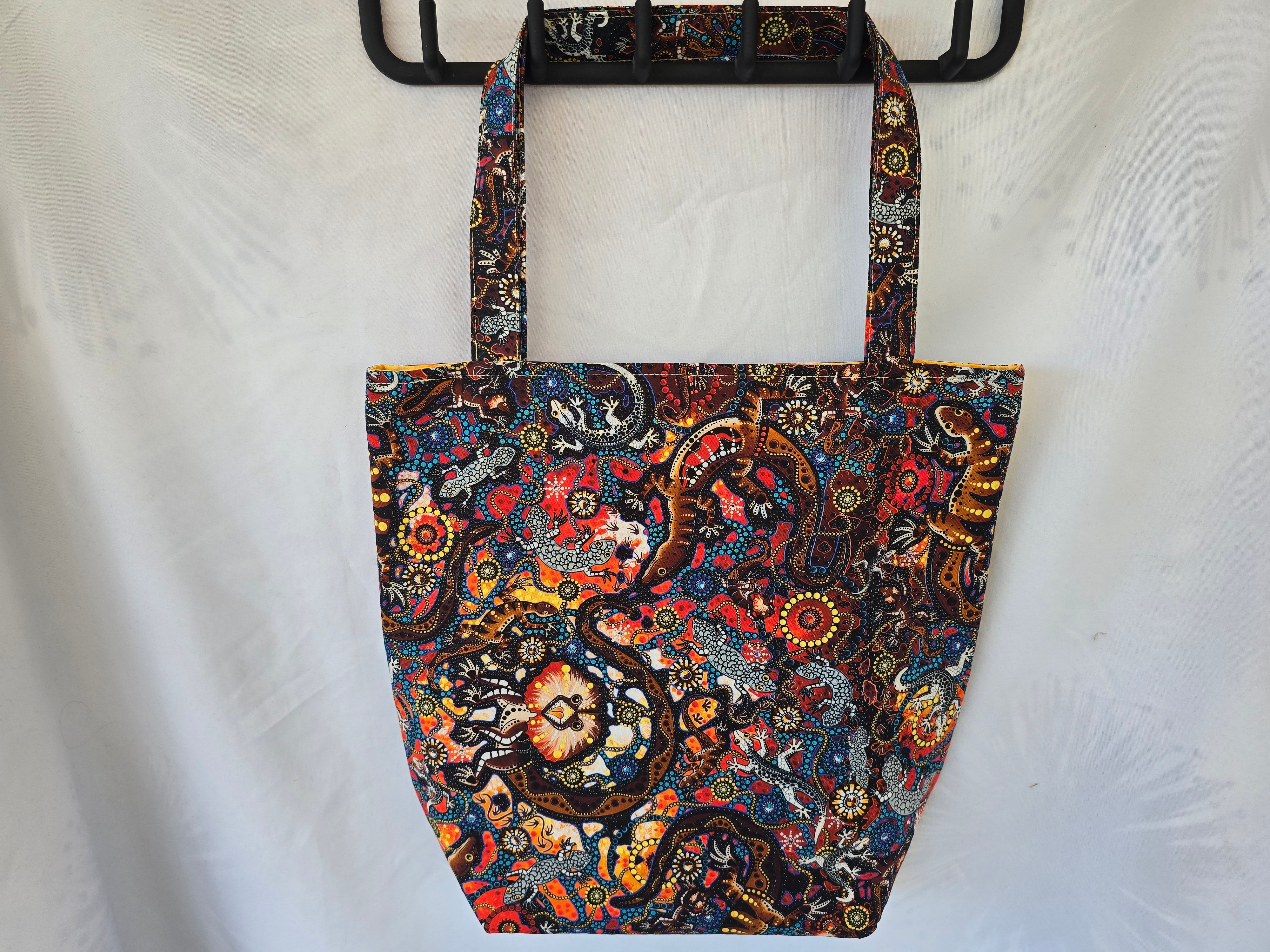 Handmade |Sleepy Lizards Indigenous Print | Tote Bag