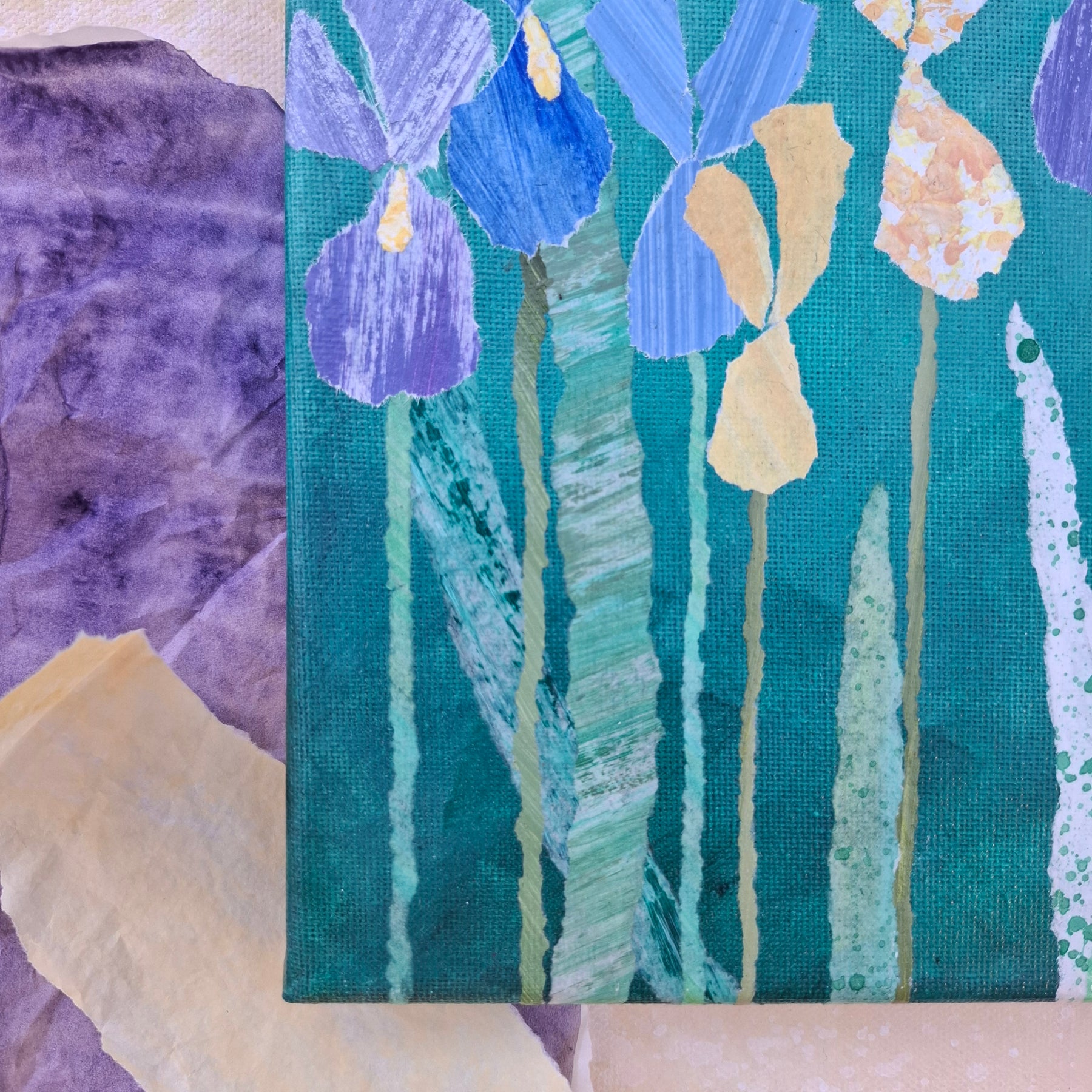 ORIGINAL ARTWORK - Wild Irises - 20cm x 20cm