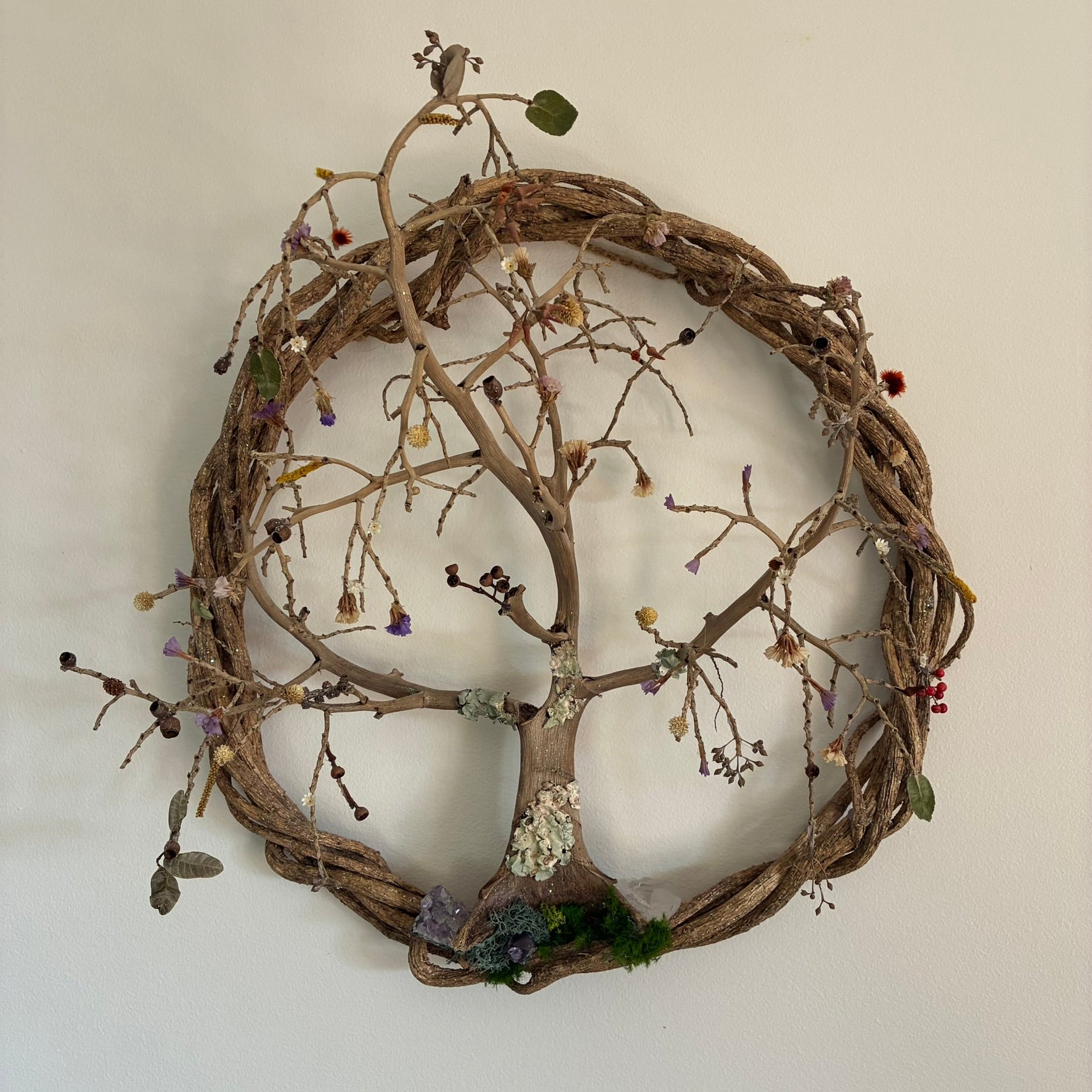 Wreath ~ Tree of Life Wreath with Amethyst & Clear Quartz
