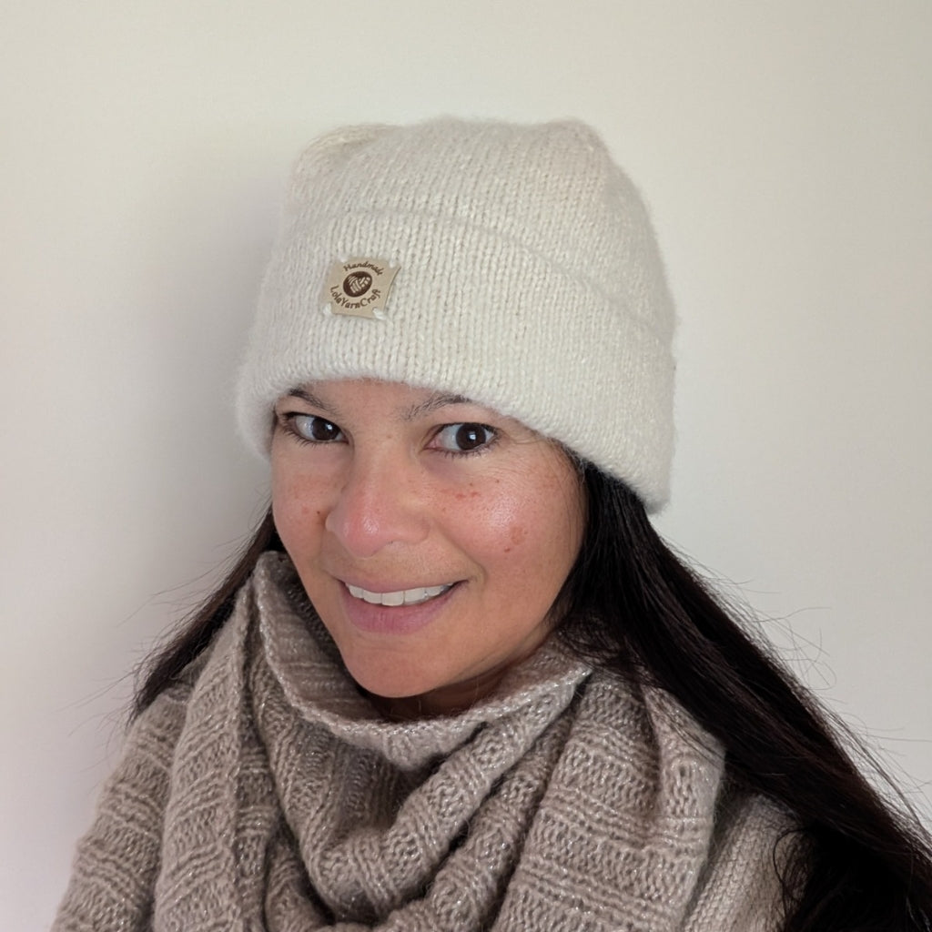Alpaca/ Cashmere/ Merino and Silk/ Mohair Beanie. Size large.