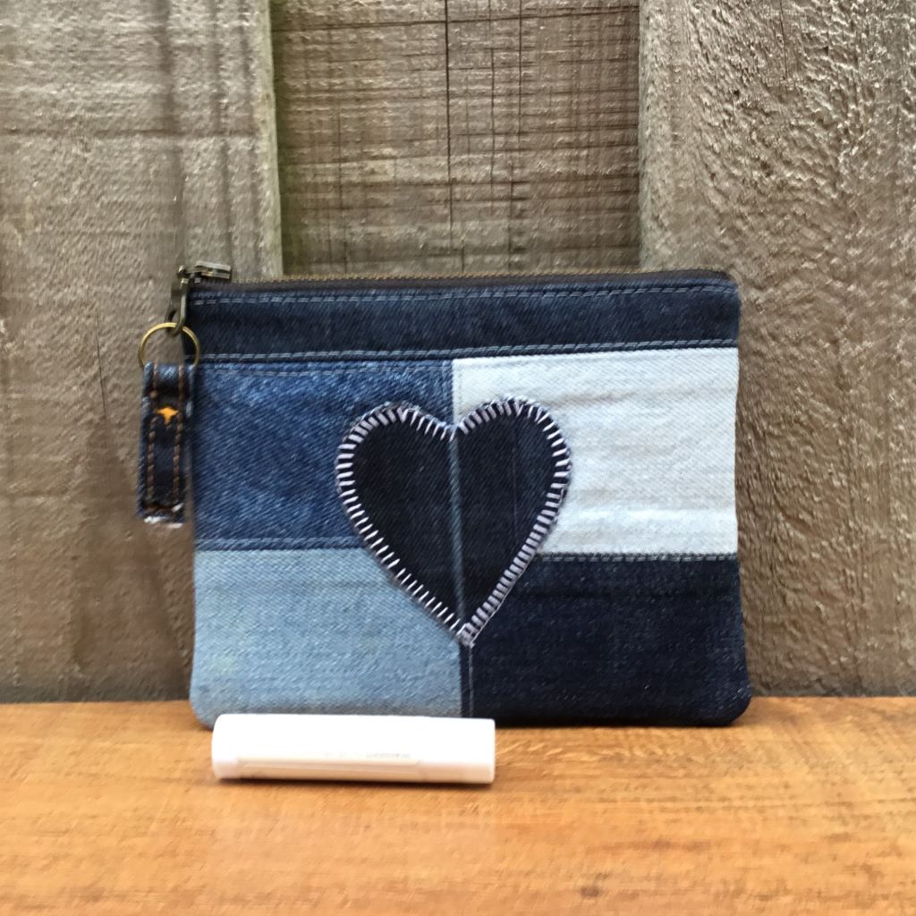 Upcycled Denim Purse – Blue Denim Heart #3