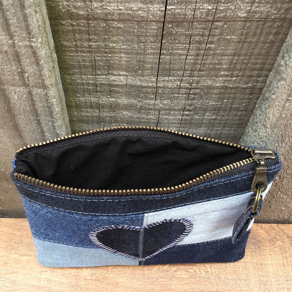 Upcycled Denim Purse – Blue Denim Heart #3