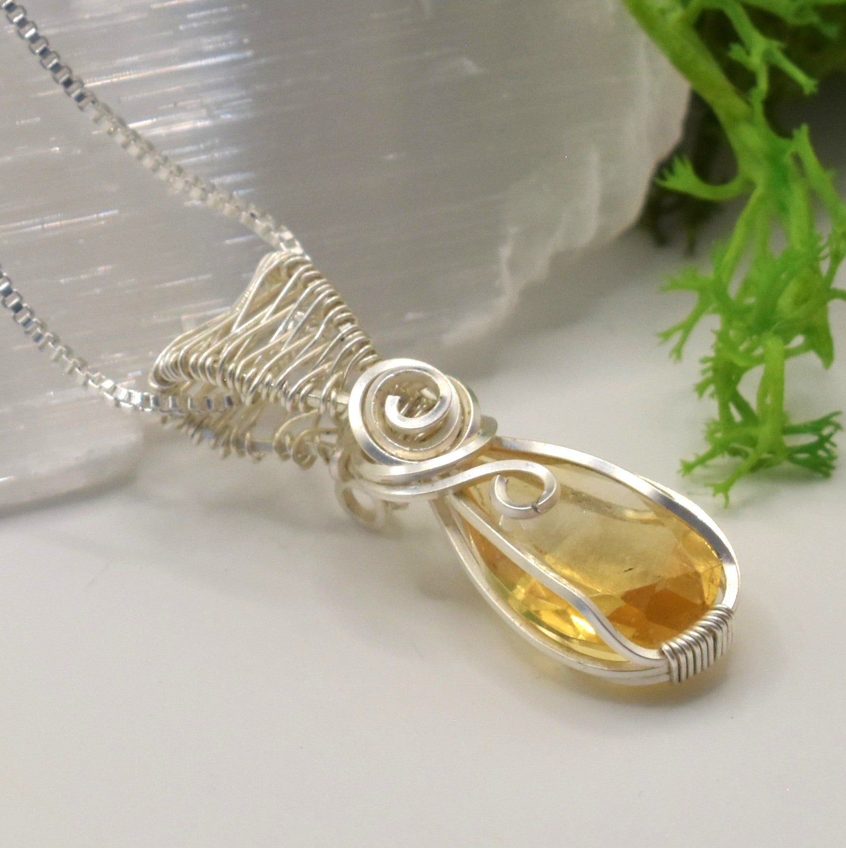 Handmade Wire-wrapped Citrine Necklace - Mother's Day Mini Pendant