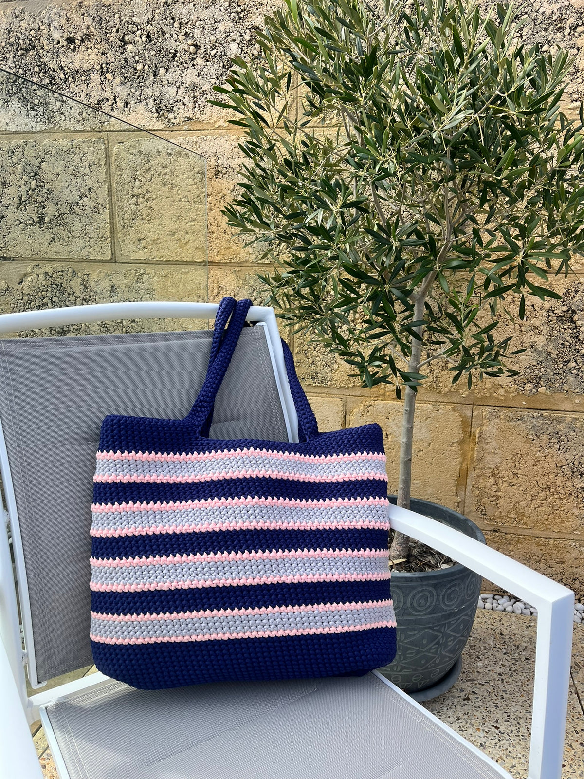 The Everyday Crochet Tote Bag - Blueberry Swirl