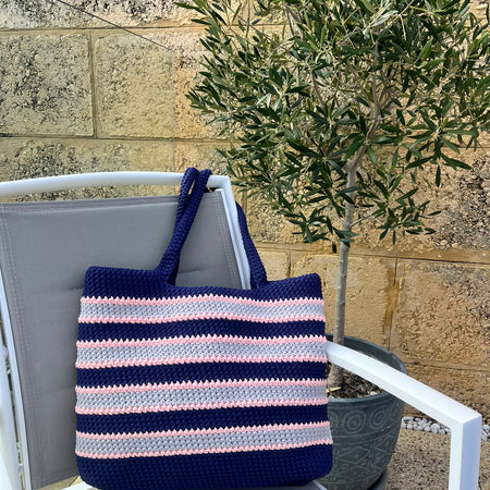 The Everyday Crochet Tote Bag - Blueberry Swirl