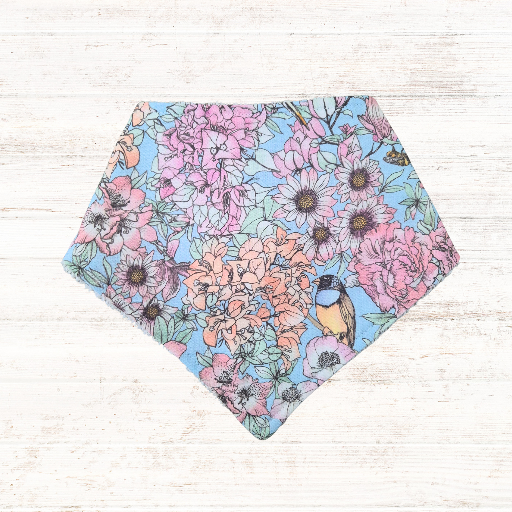 Baby Blue Aussie Birds Bandana Bib