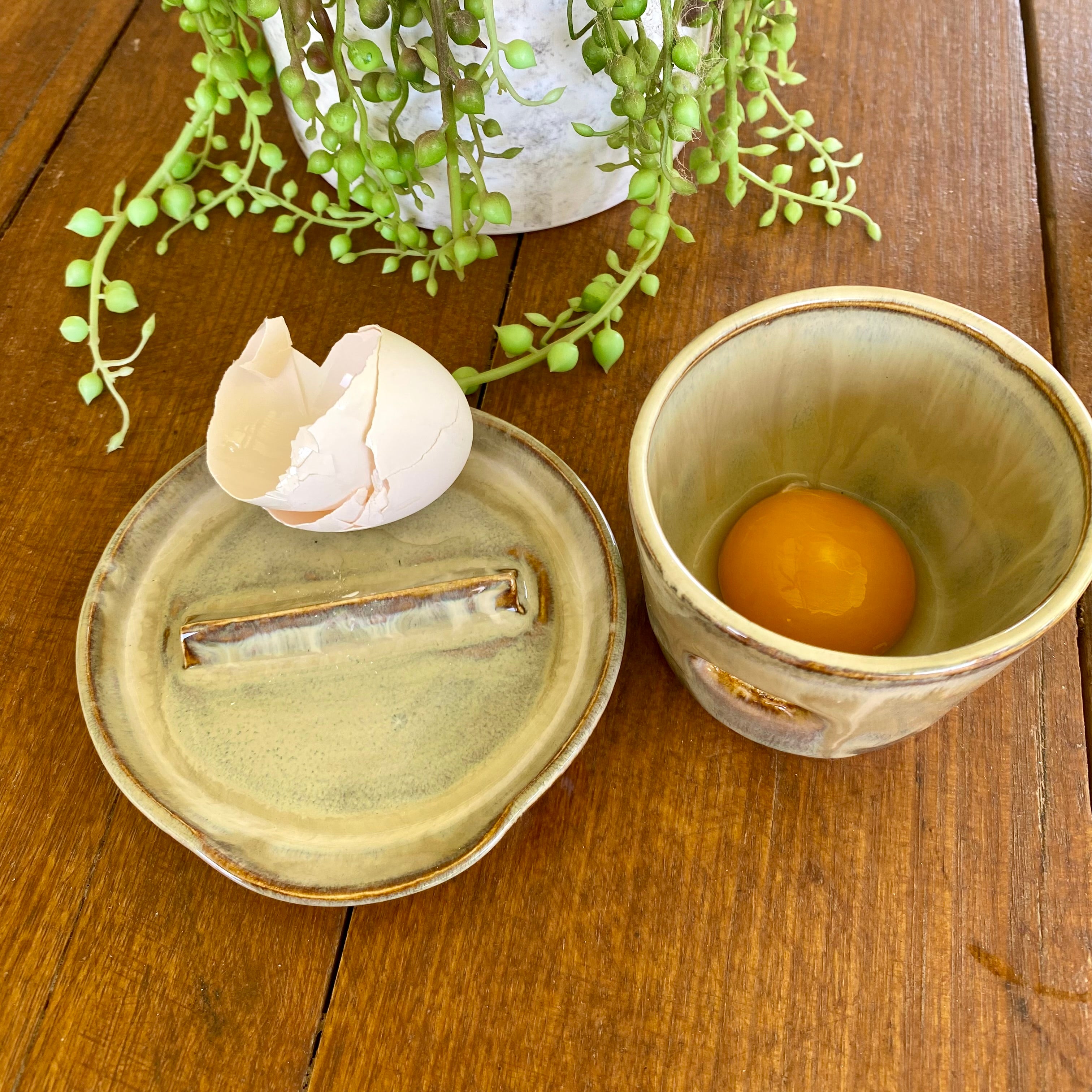 Handmade Ceramic Egg Cracking Plate|Spoon Rest|Handmade Pottery