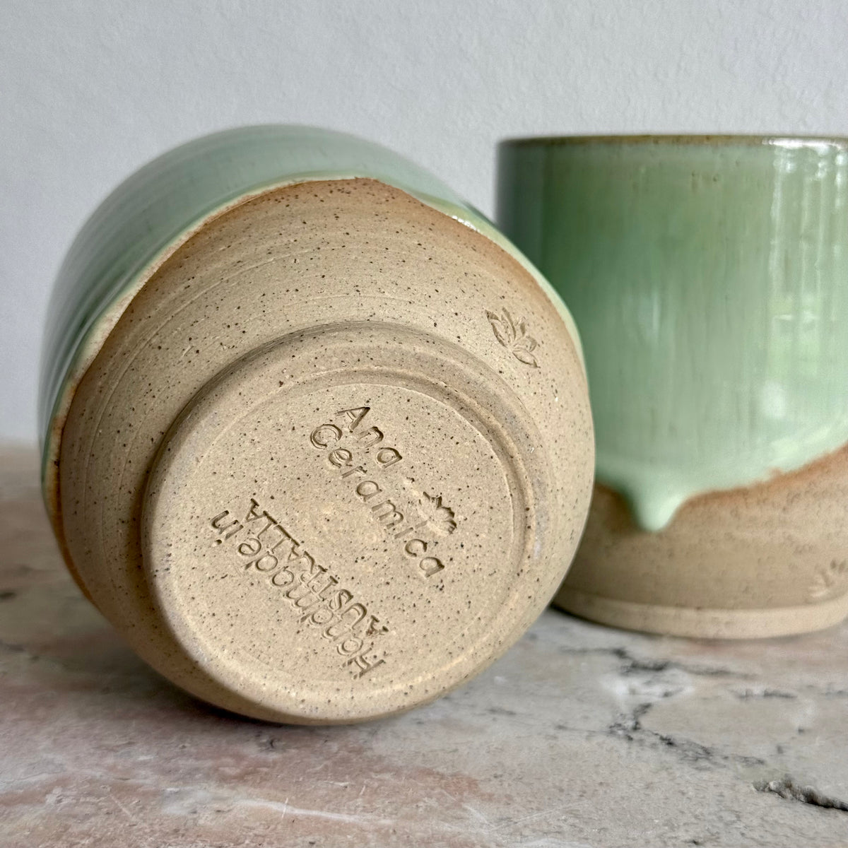 Meadow Green Ceramic Tumbler - Handmade Australian Stoneware - 300ml or 350ml