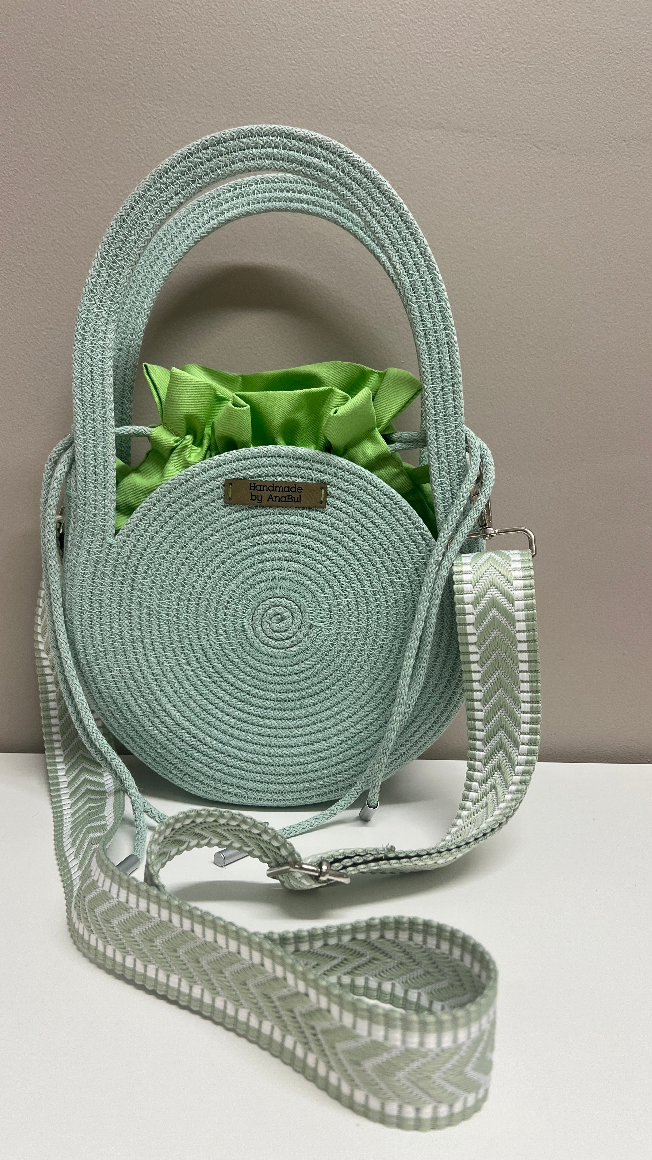 Mint Round Rope Bag
