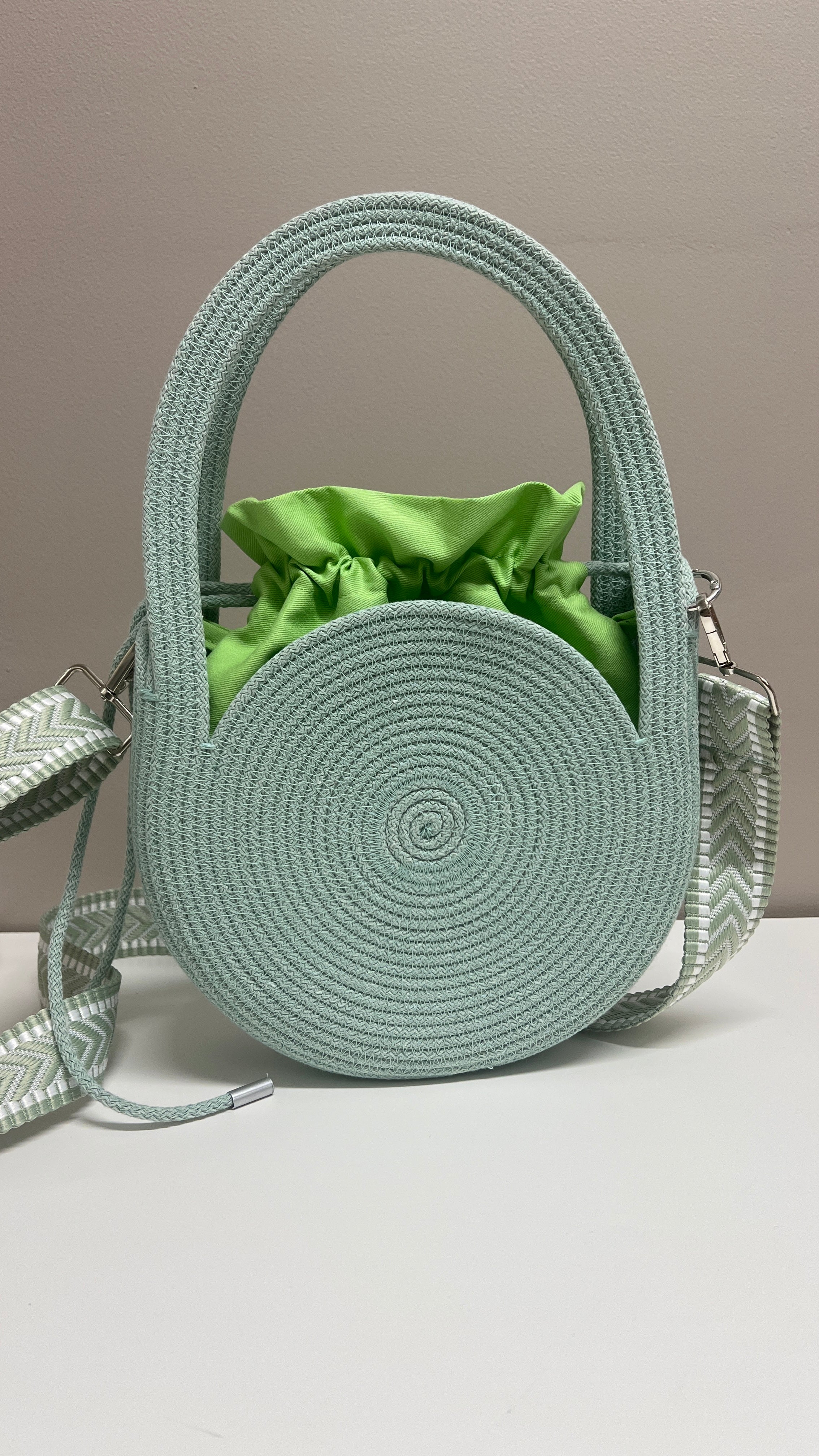 Mint Round Rope Bag