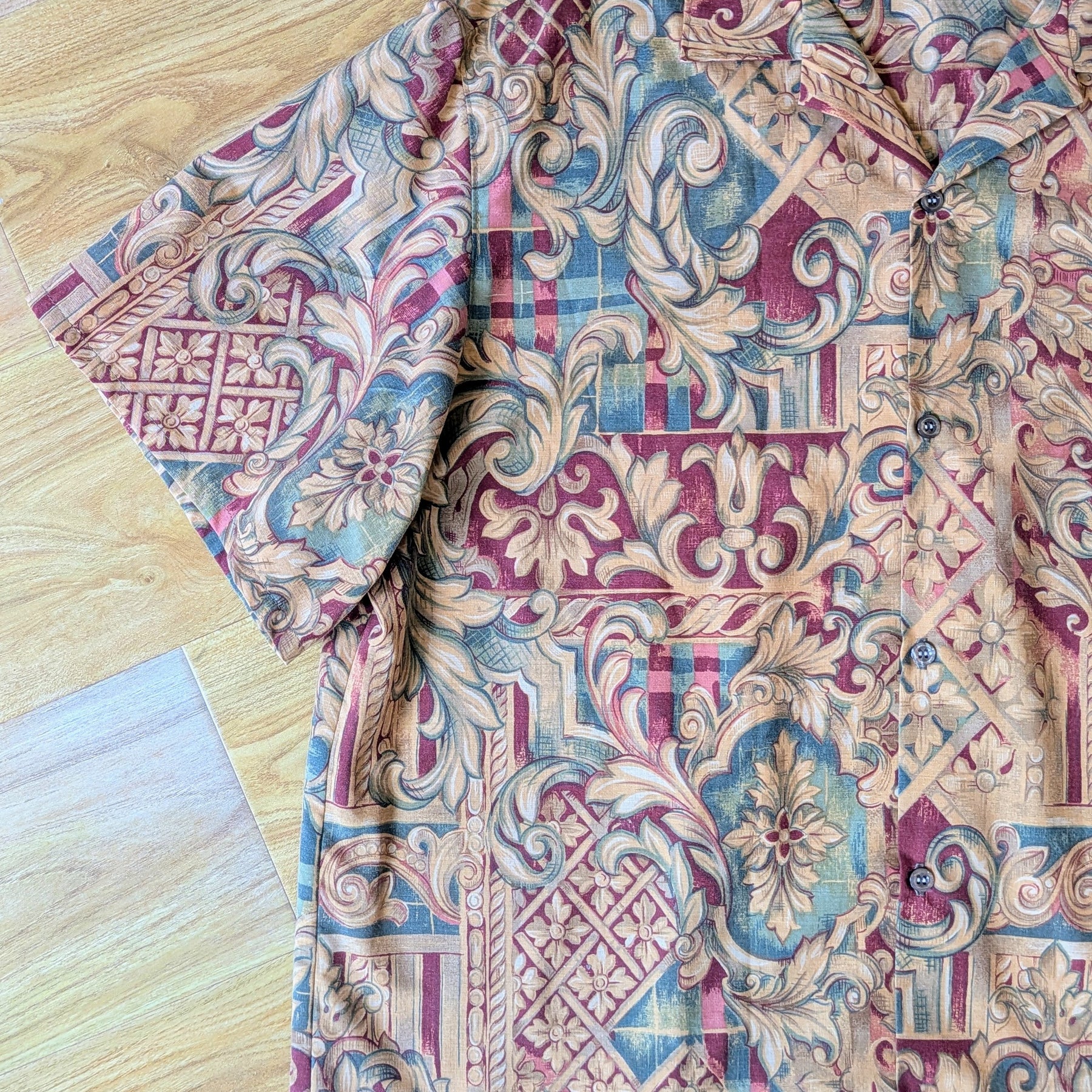 Upcycled Cotton Doona Cover Unisex Classic Cut Button-up Shirt (Brown / Size L)