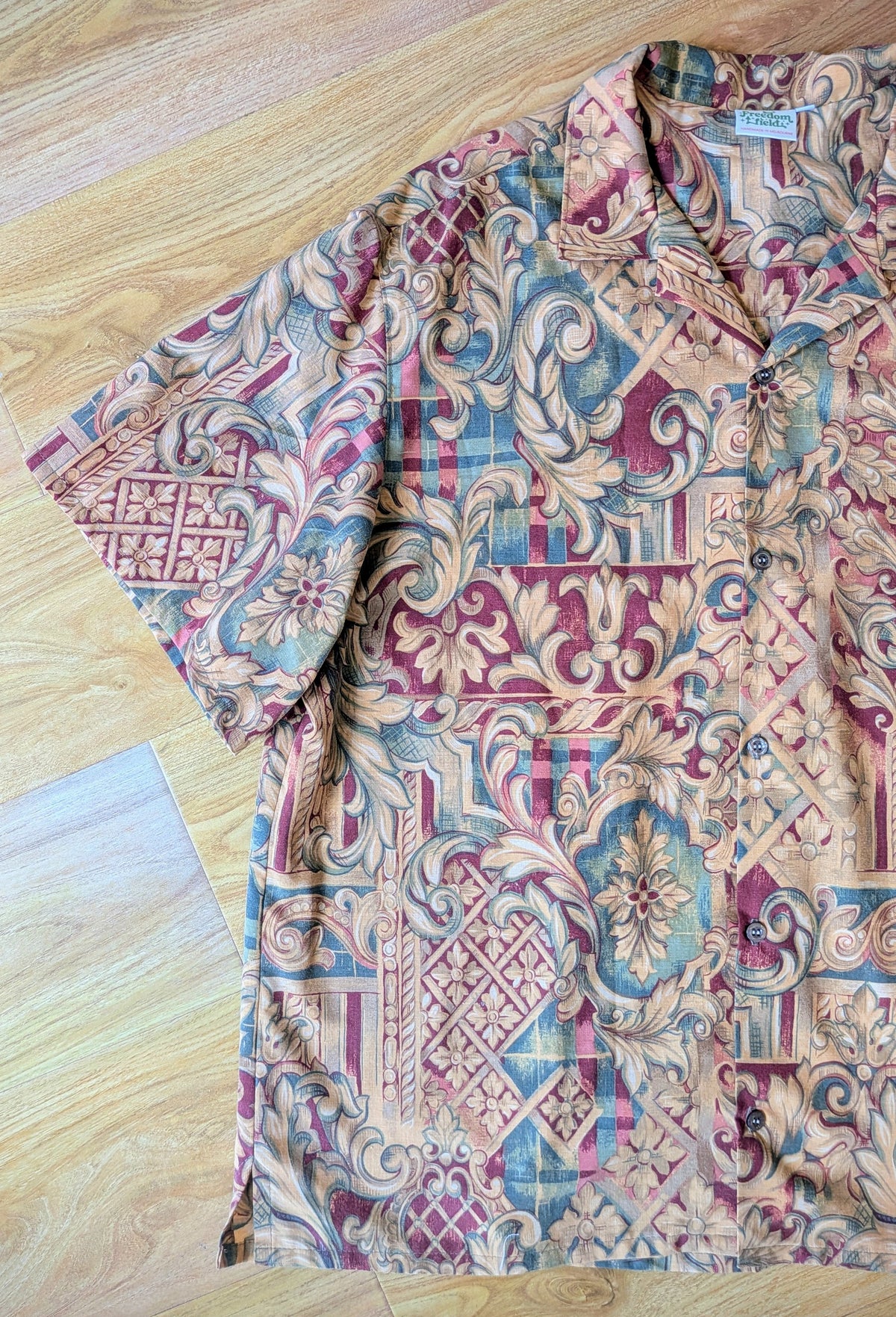 Upcycled Cotton Doona Cover Unisex Classic Cut Button-up Shirt (Brown / Size L)