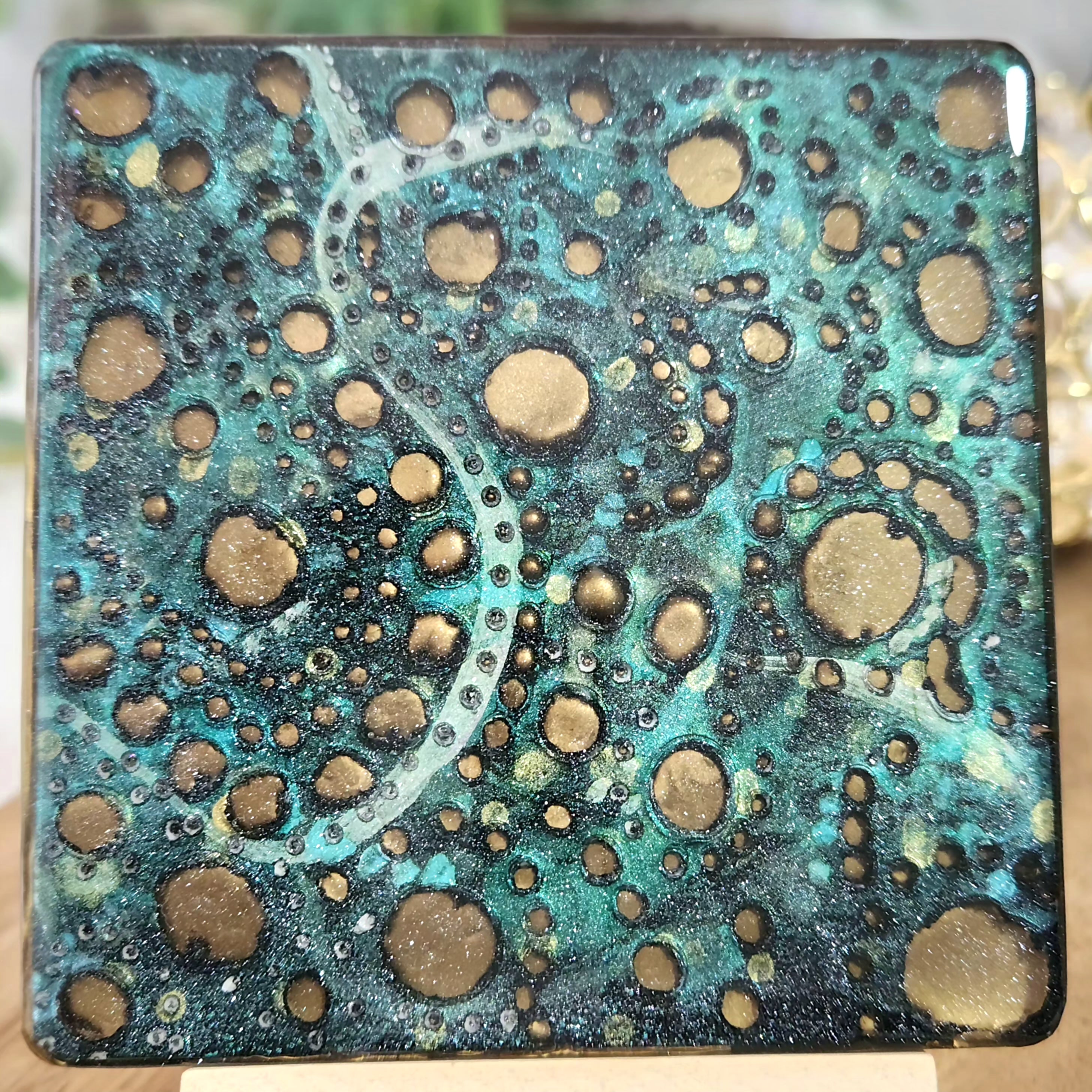 "Holey Moley" Resin Drink Coasters Set of 4, Epoxy Resin Coasters, Drinkware