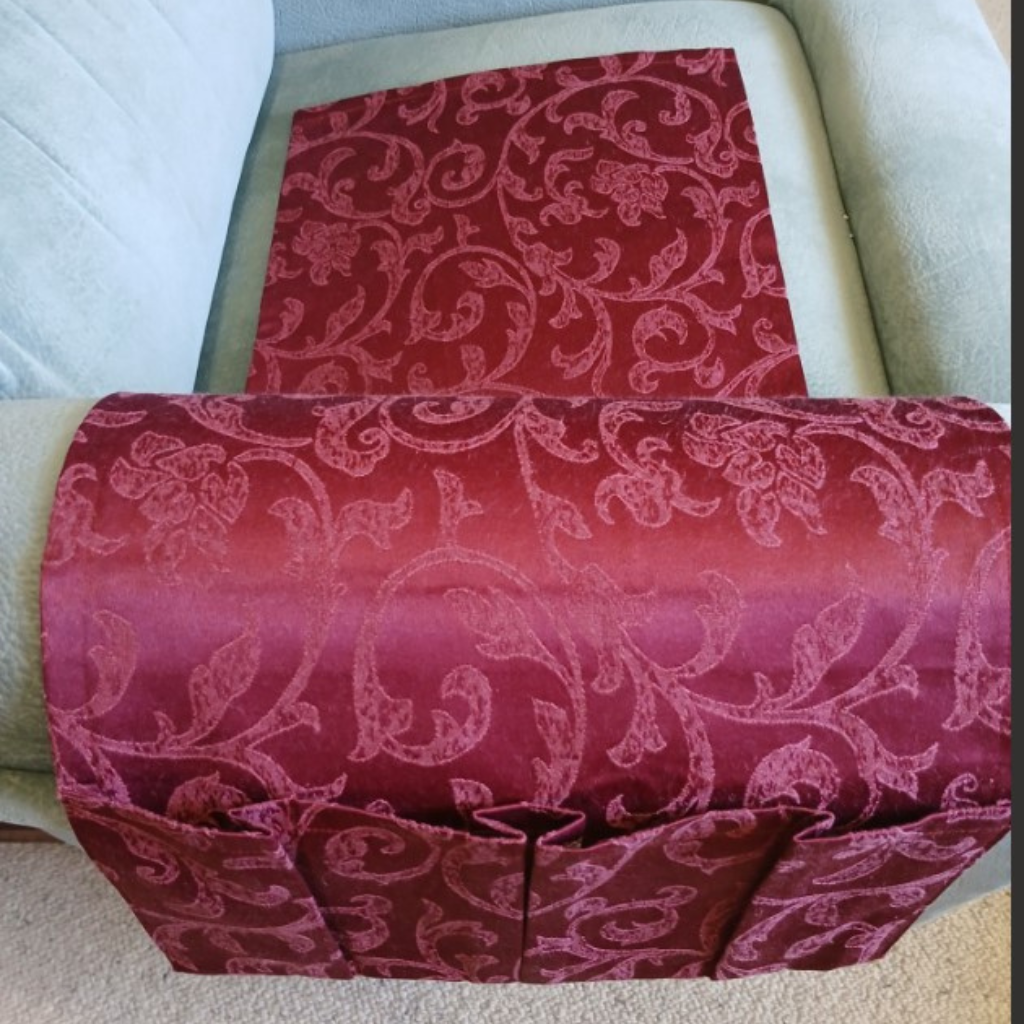 Fabric Remote Control Holder -Dark rose pink - 4 pocket