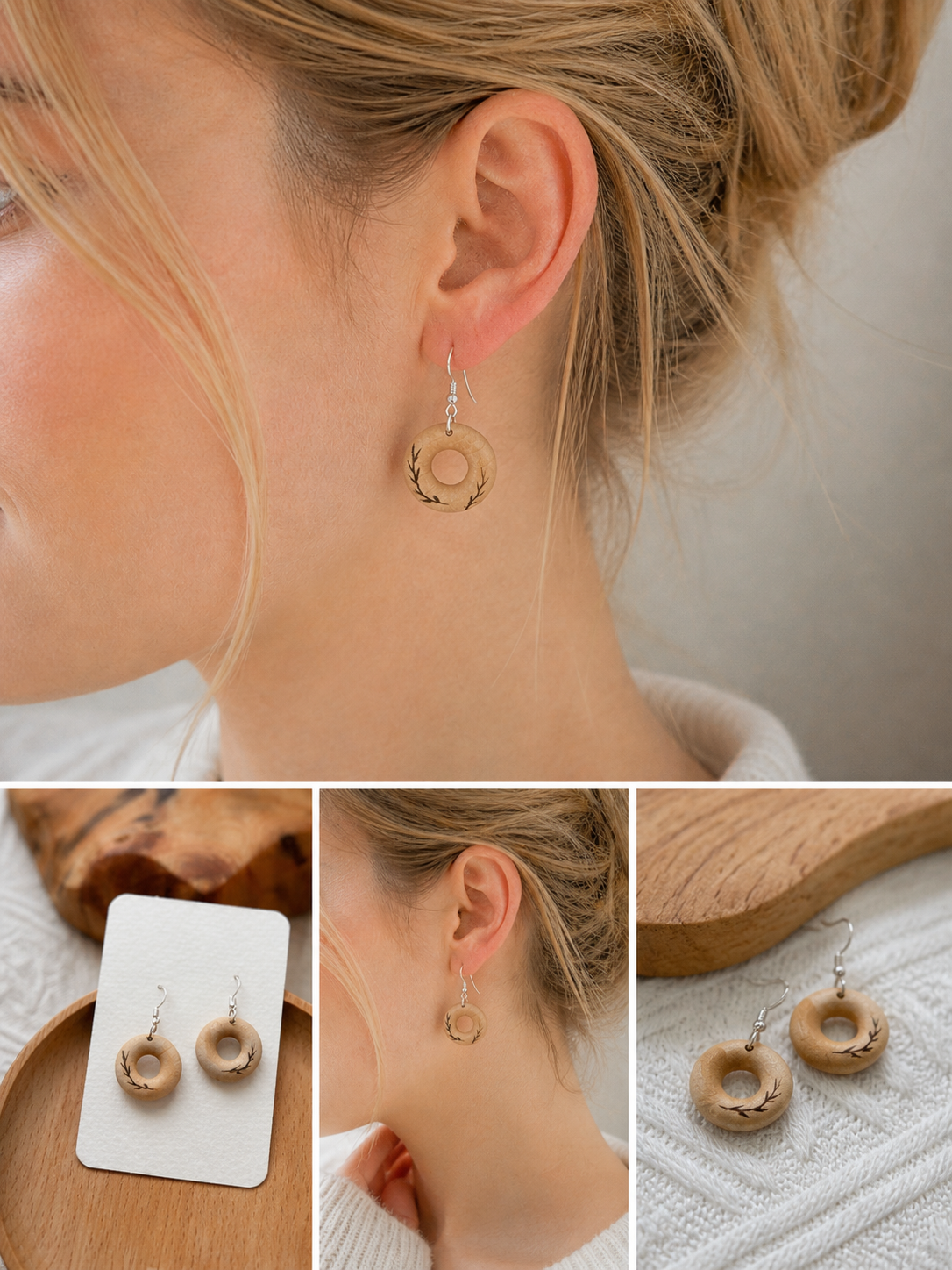 Small Wood Hoop Earrings
