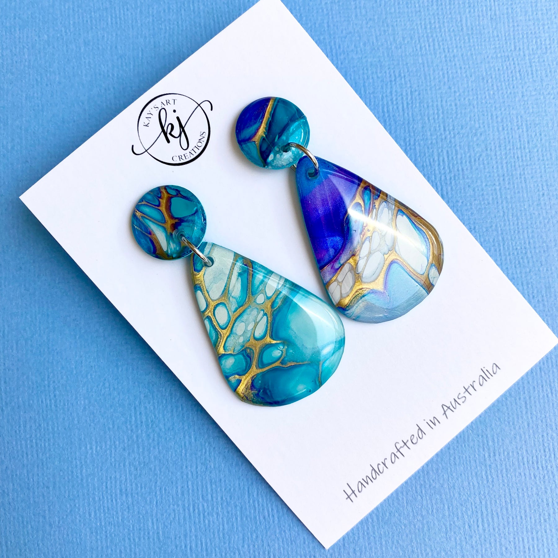 Hand Painted Stud Dangle Earrings