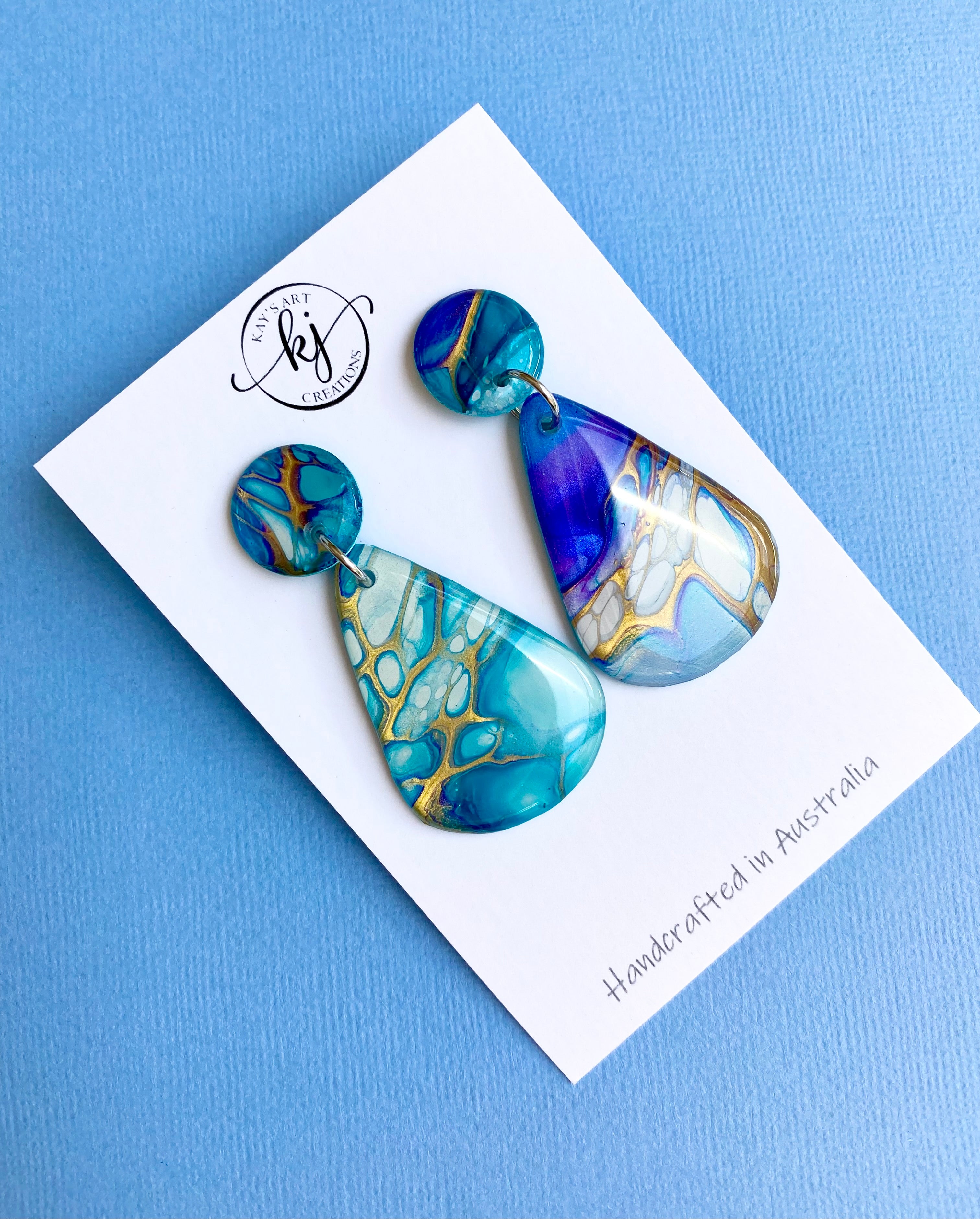 Hand Painted Stud Dangle Earrings