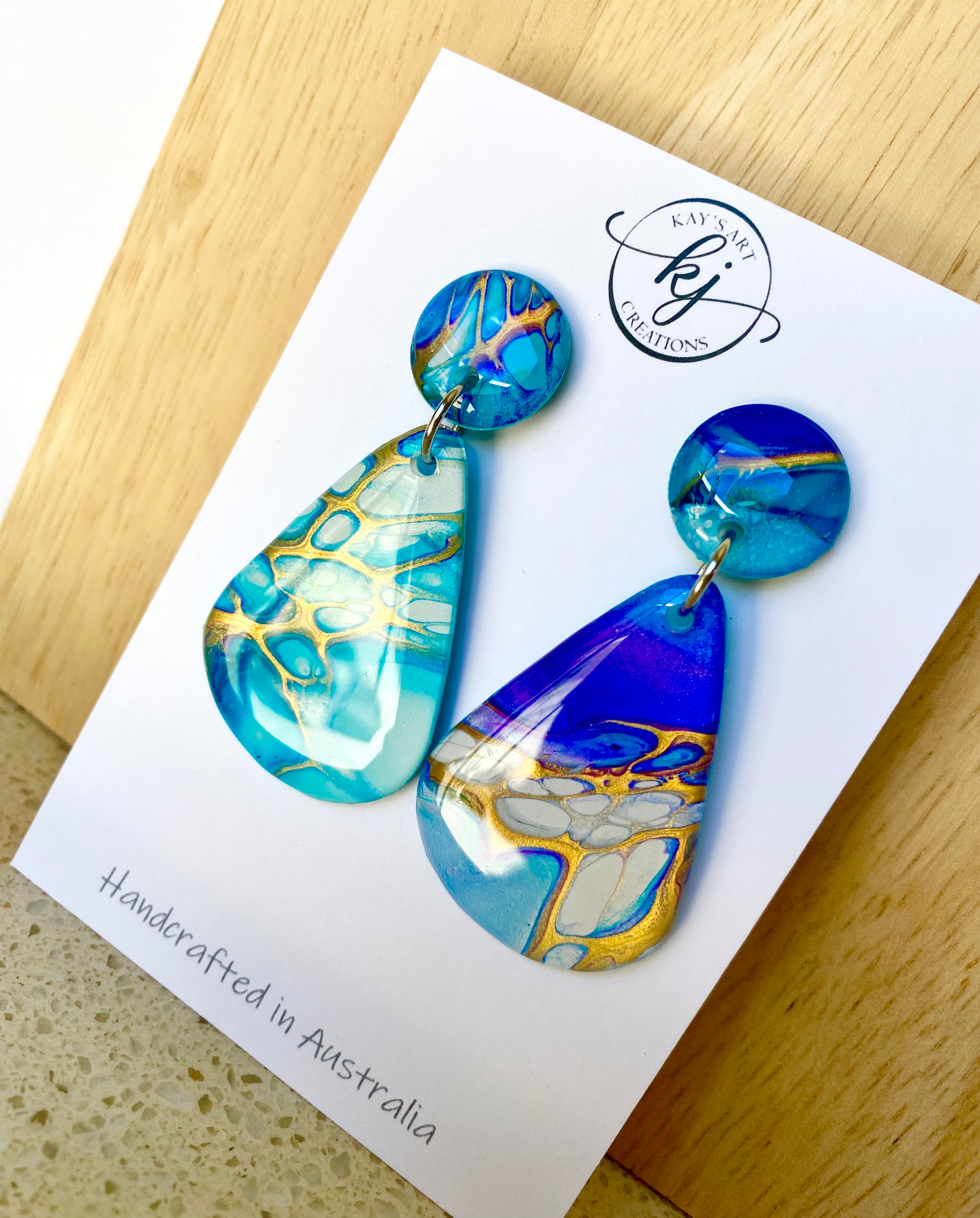 Hand Painted Stud Dangle Earrings