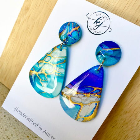 Hand Painted Stud Dangle Earrings