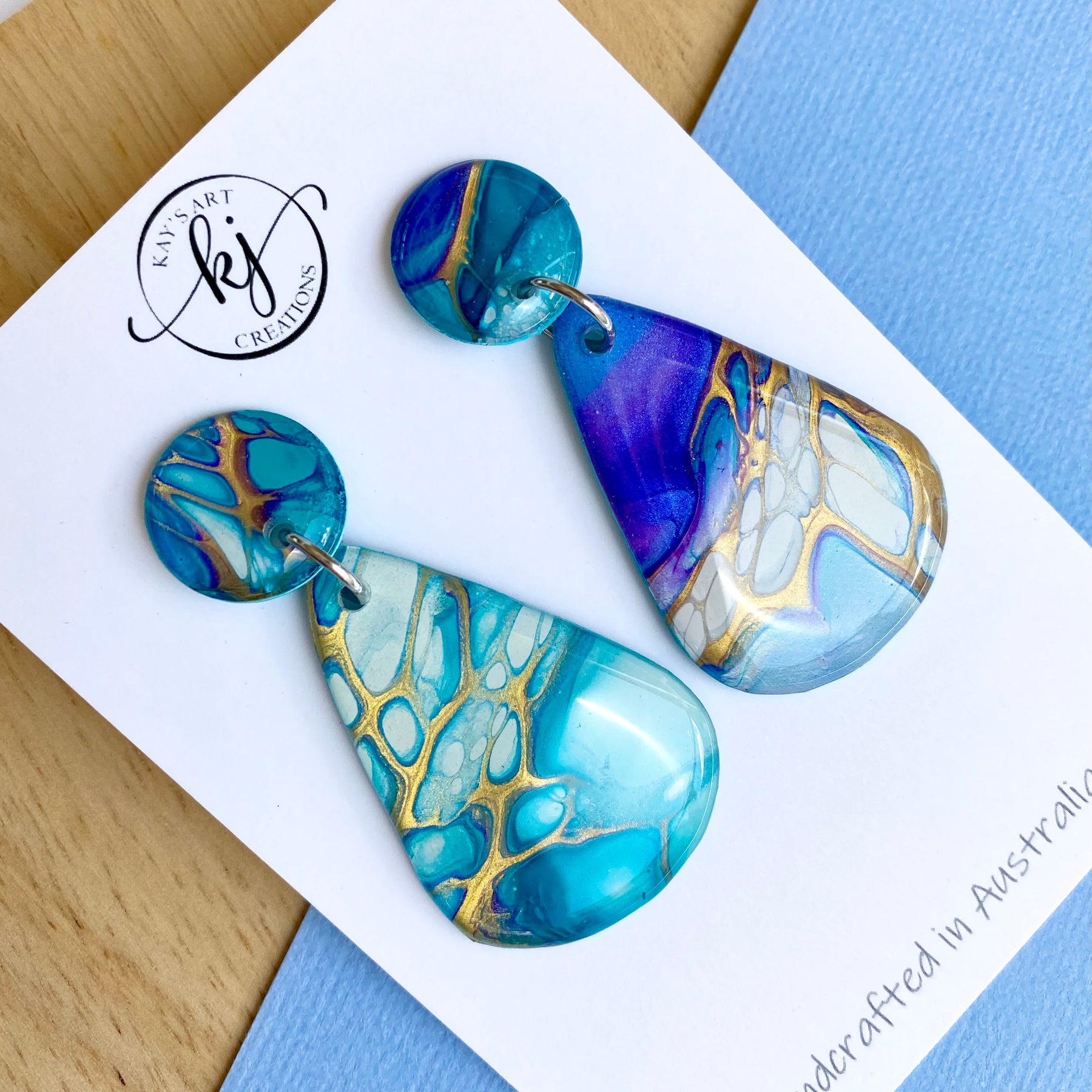 Hand Painted Stud Dangle Earrings
