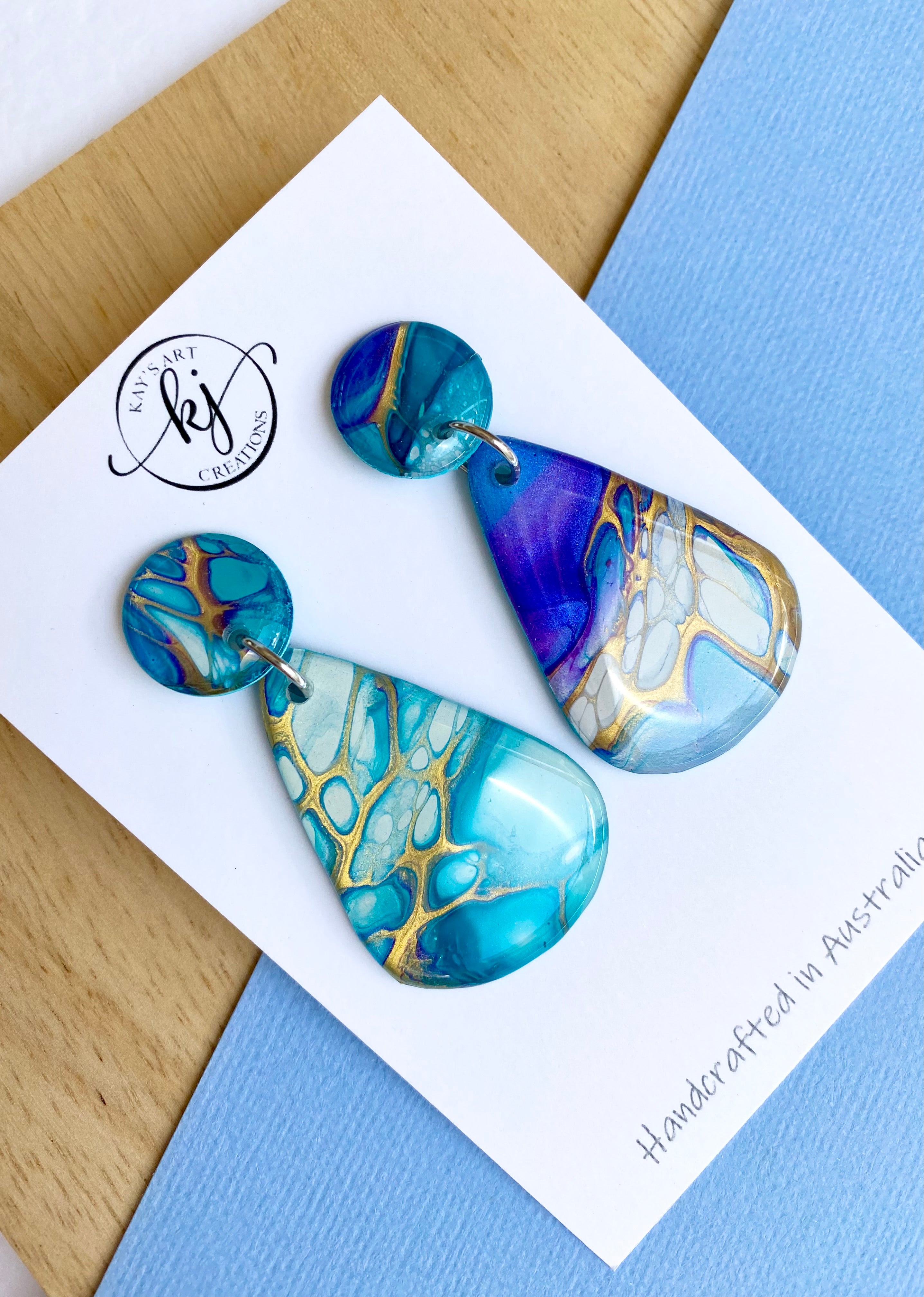 Hand Painted Stud Dangle Earrings