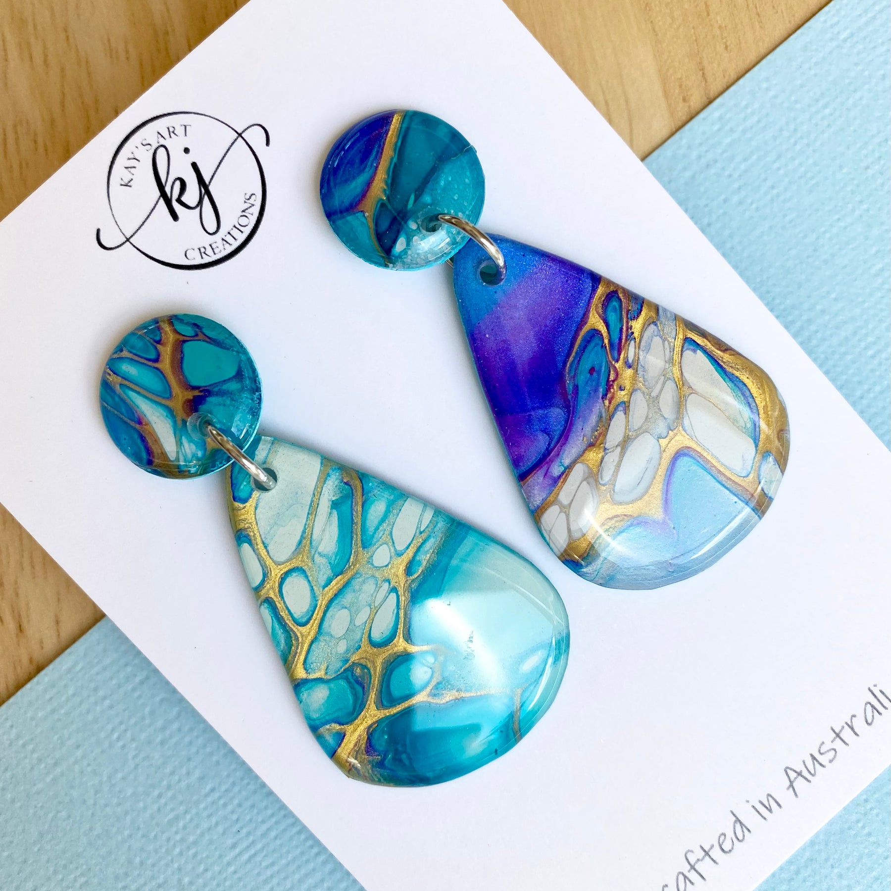 Hand Painted Stud Dangle Earrings
